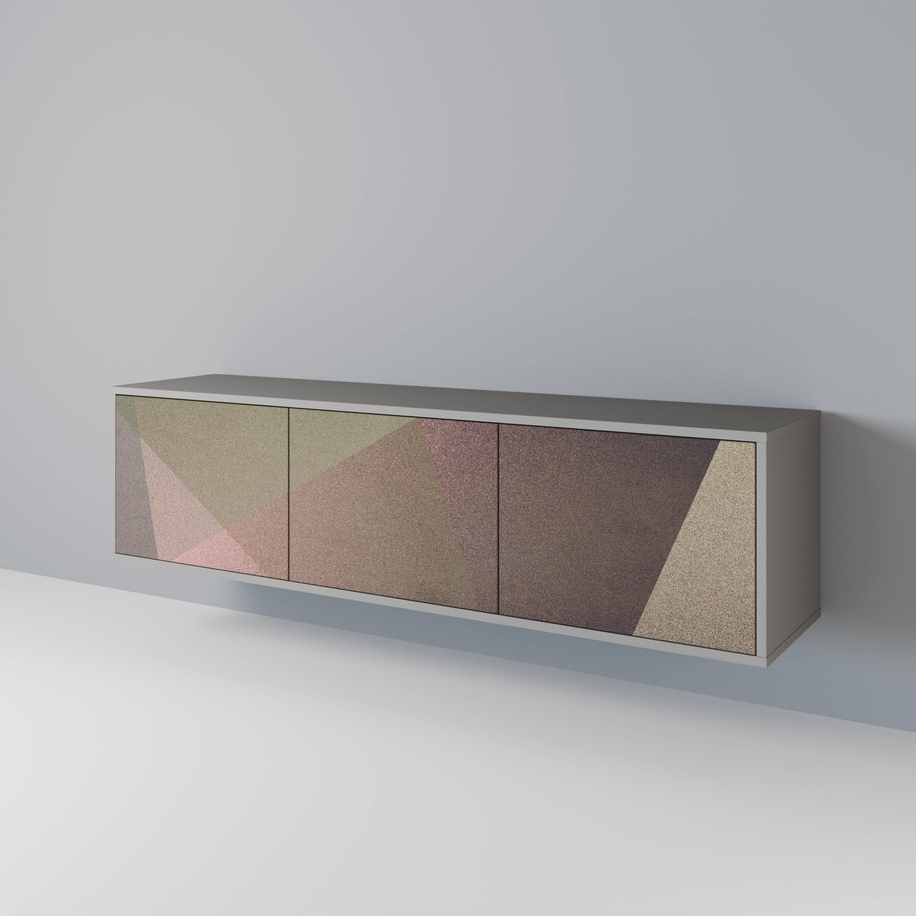 BEIGE GEOMETRY Třídveřový TV stolek