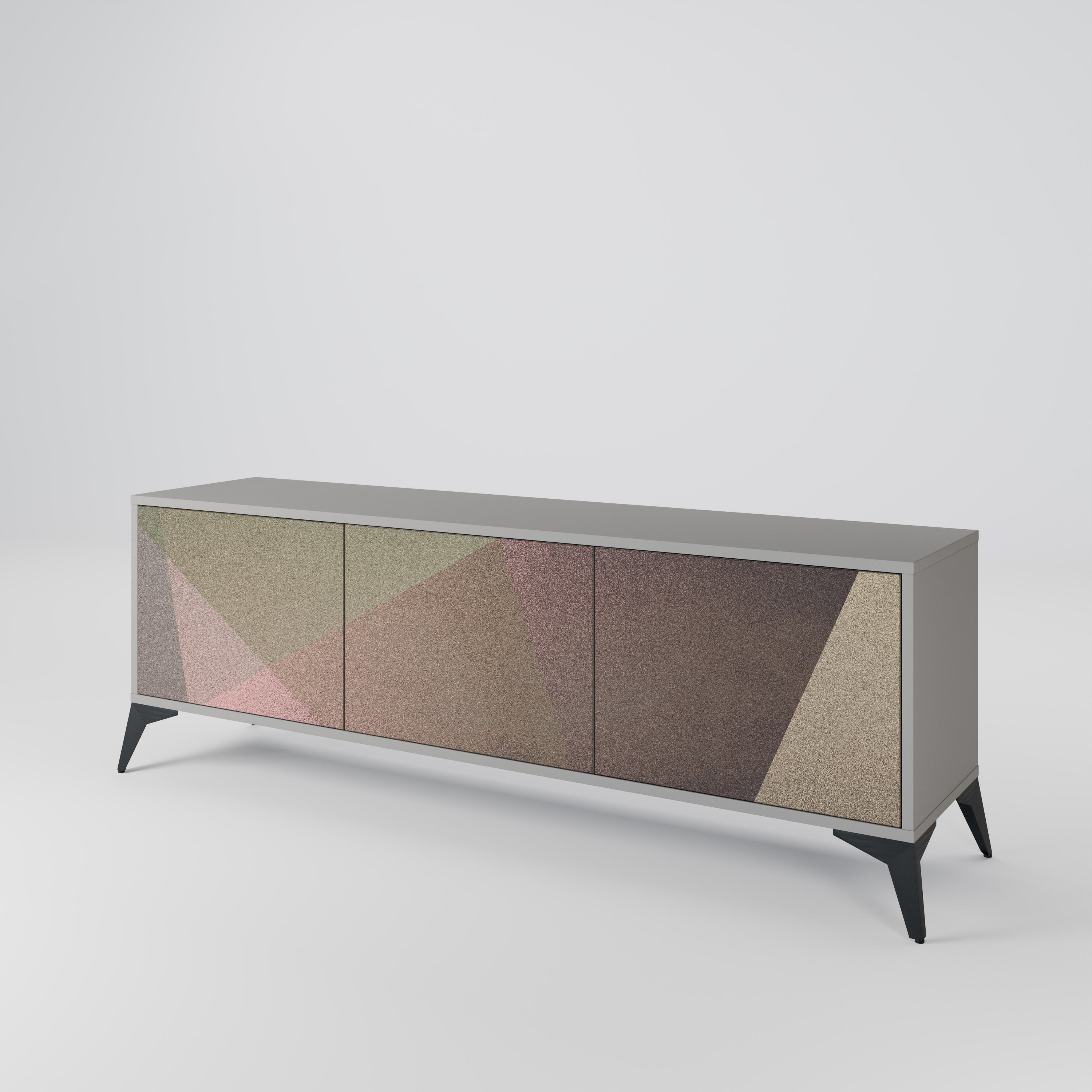 BEIGE GEOMETRY Třídveřový TV stolek