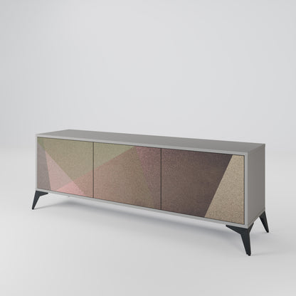 BEIGE GEOMETRY Třídveřový TV stolek