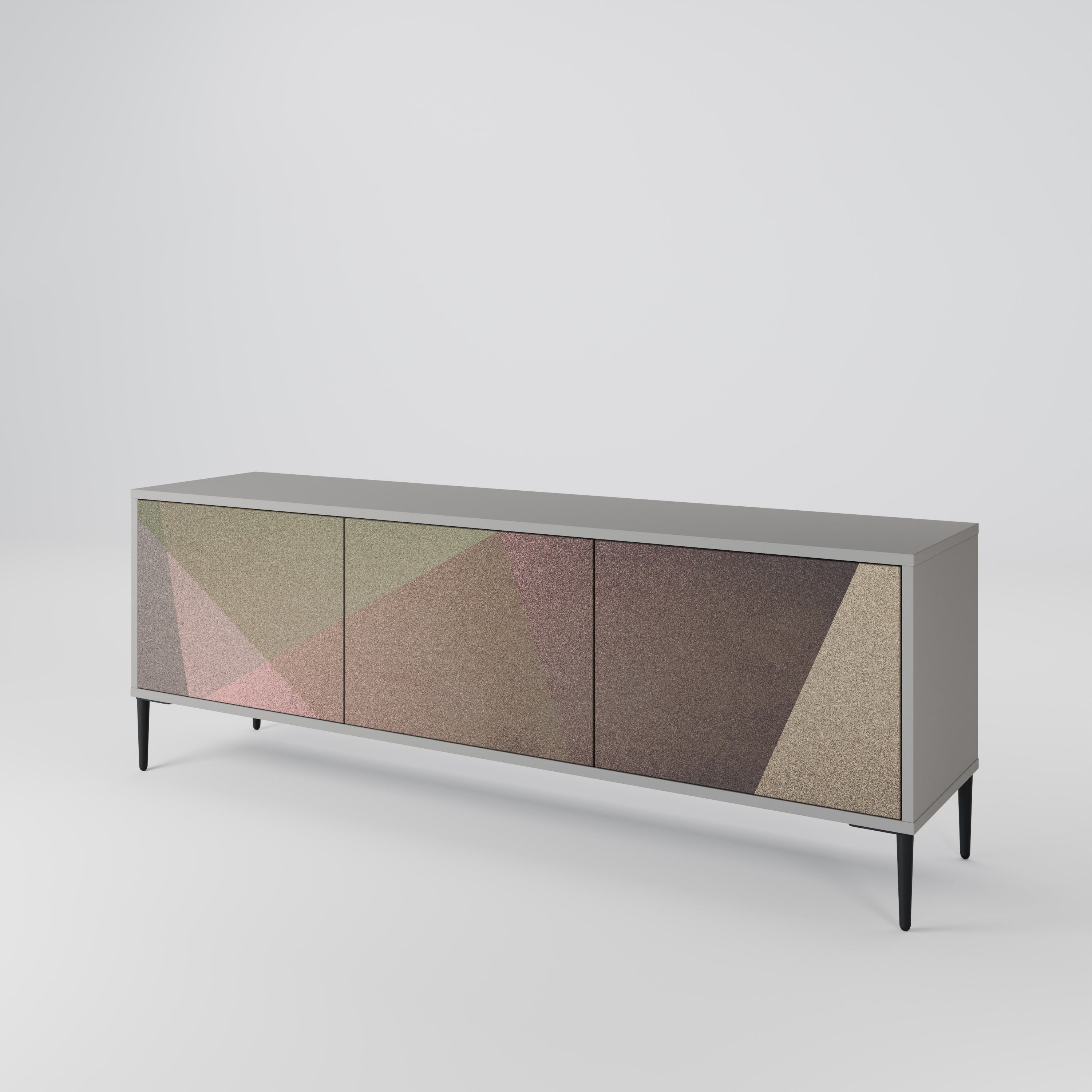 BEIGE GEOMETRY Třídveřový TV stolek
