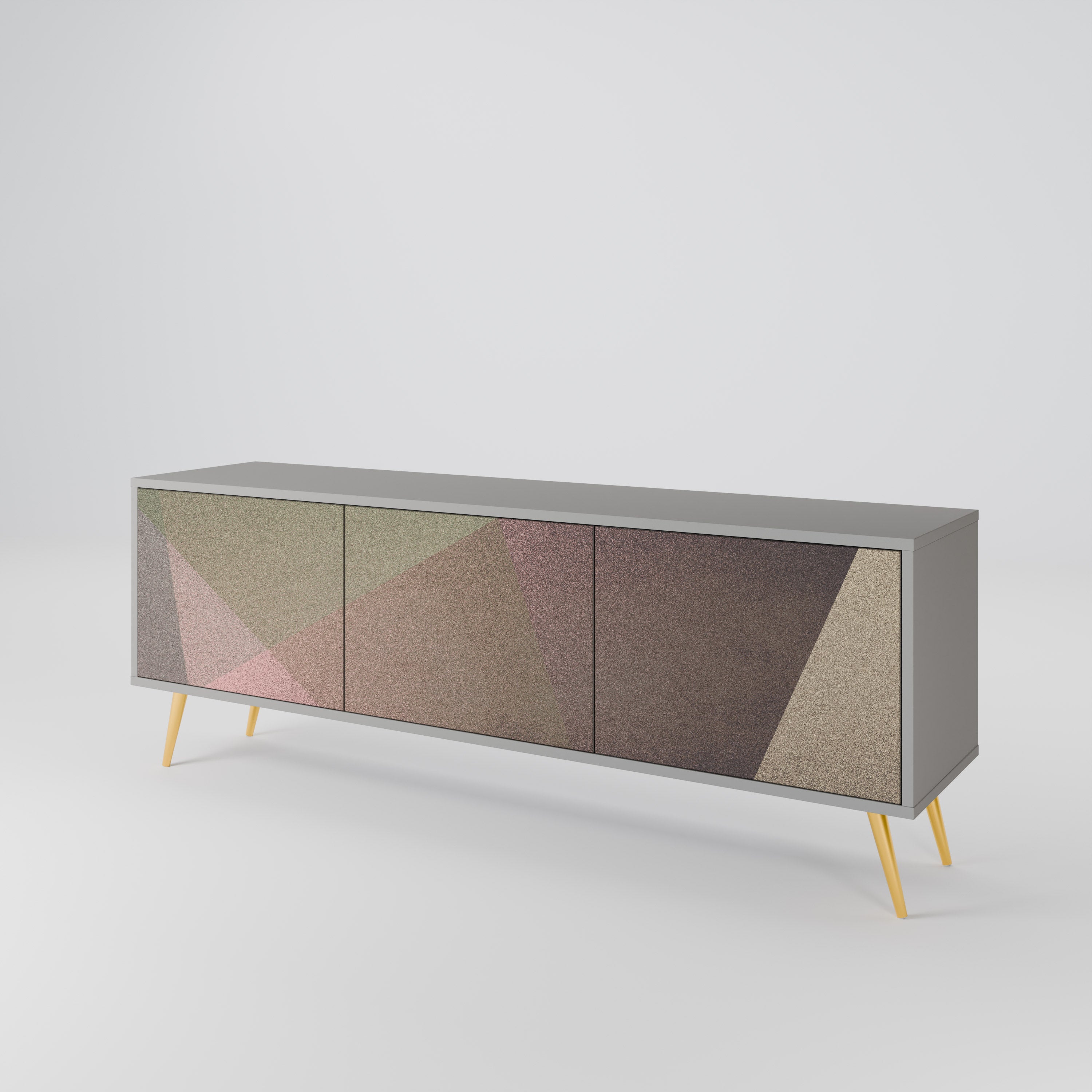 BEIGE GEOMETRY Třídveřový TV stolek