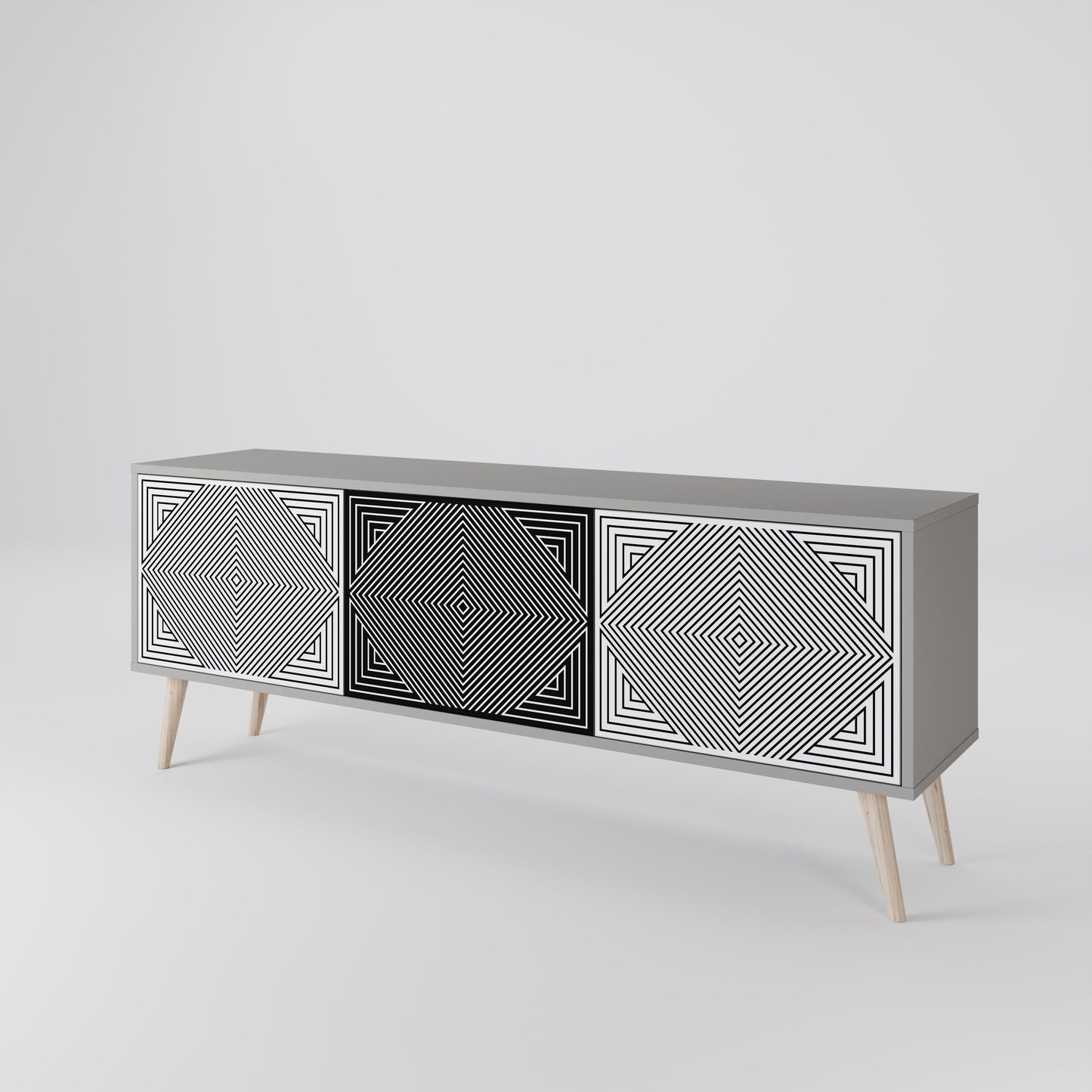 POLYGON ILLUSION Třídveřový TV stolek