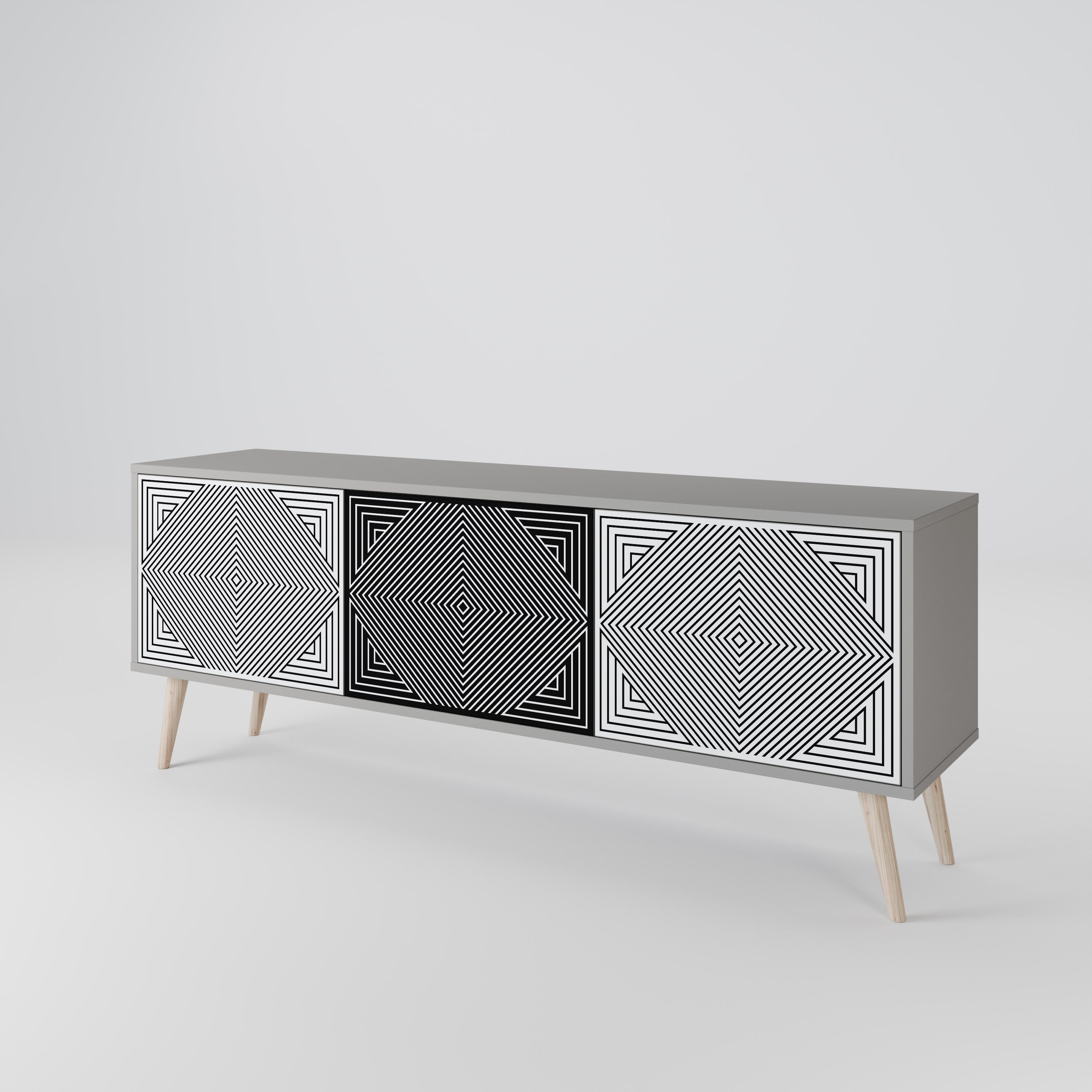 POLYGON ILLUSION Třídveřový TV stolek