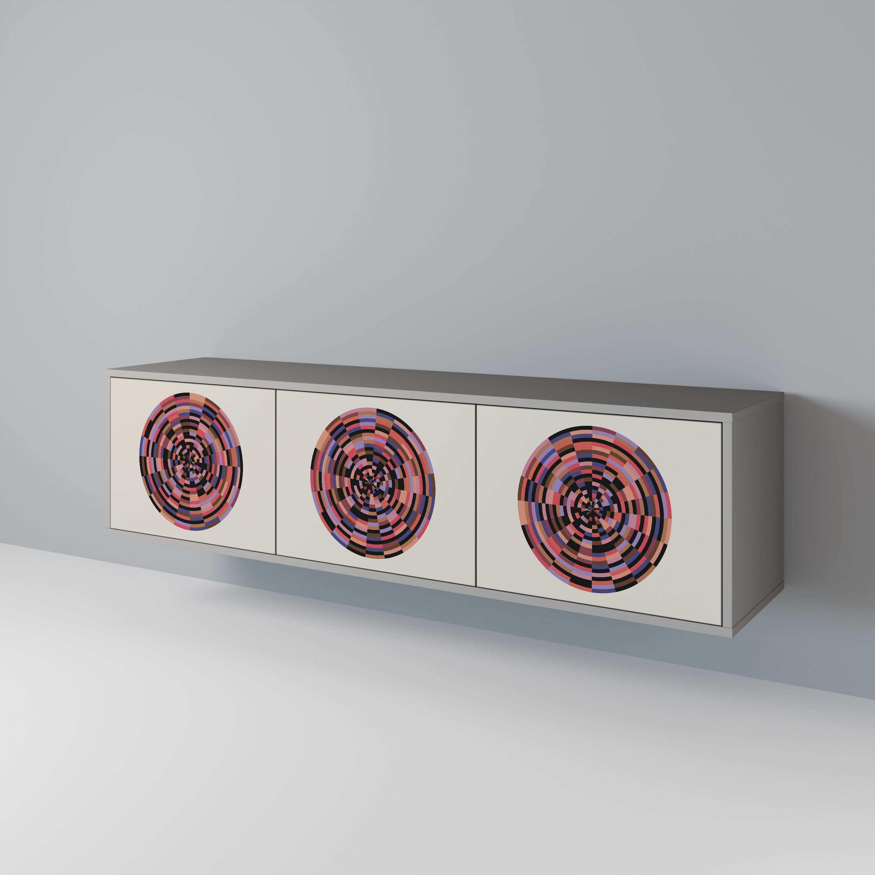 BROWN CIRCLES Třídveřový TV stolek
