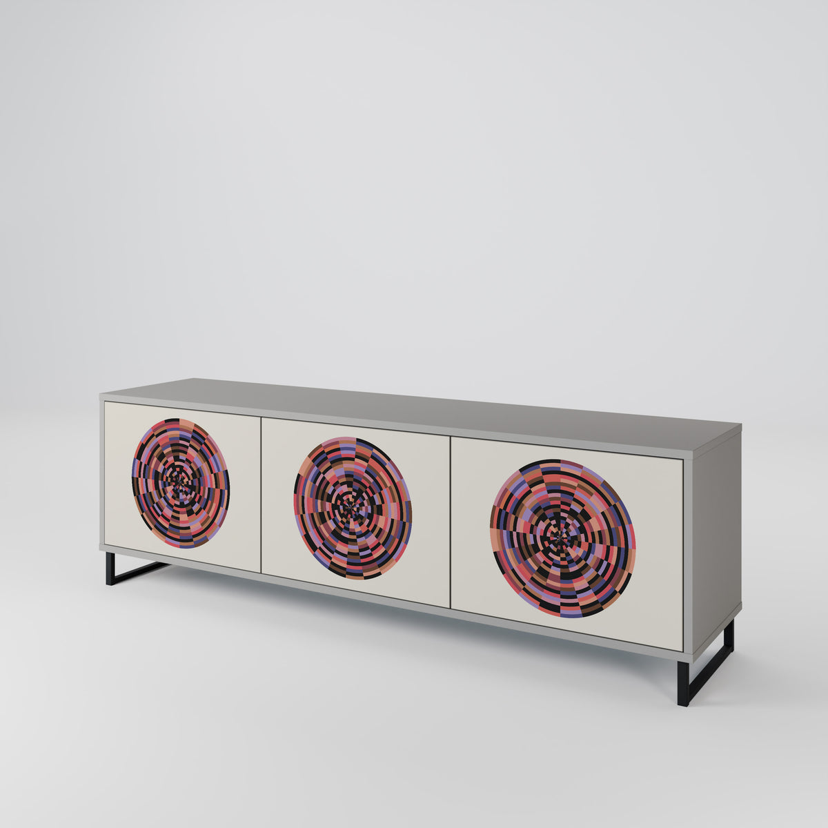 BROWN CIRCLES Třídveřový TV stolek