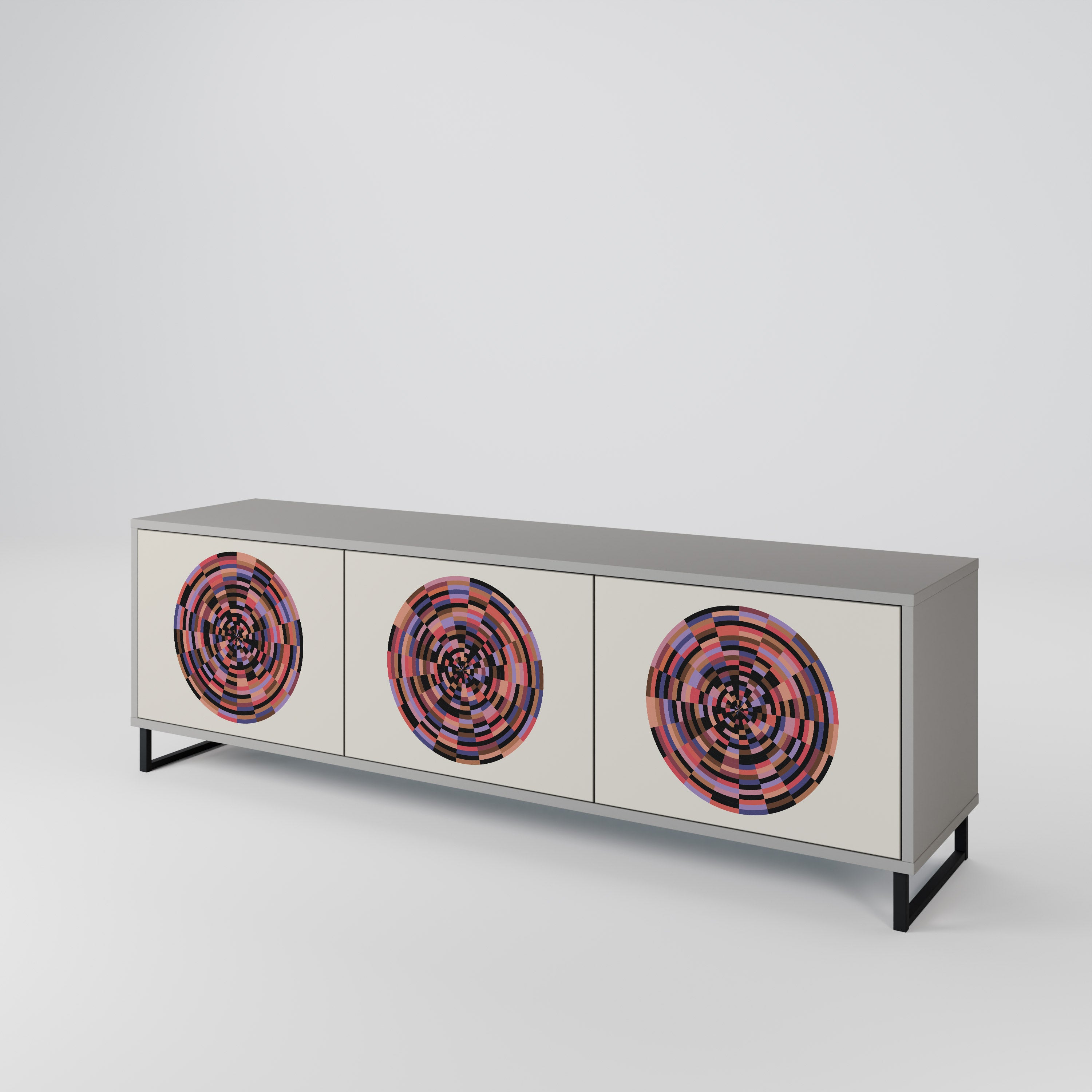 BROWN CIRCLES Třídveřový TV stolek