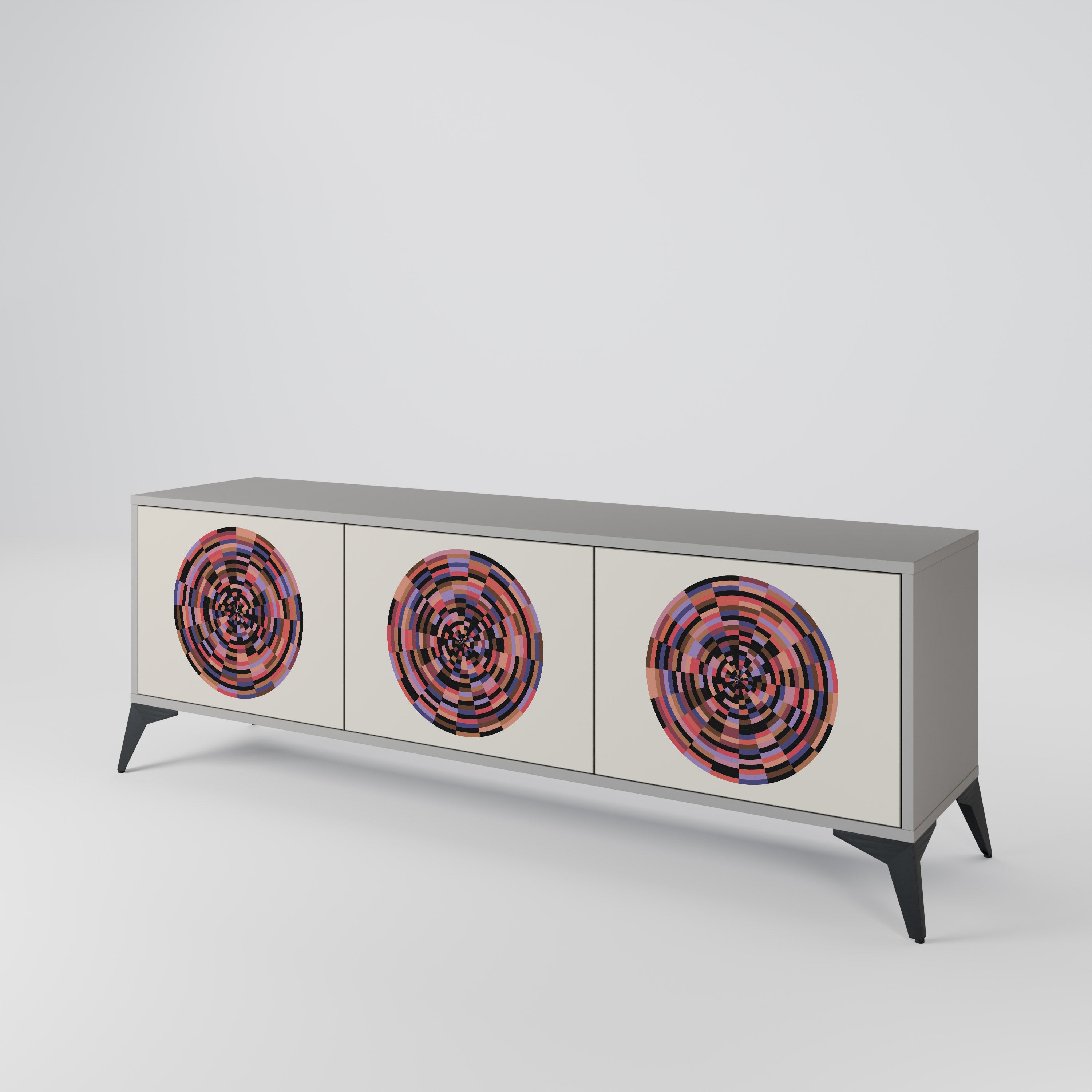 BROWN CIRCLES Třídveřový TV stolek