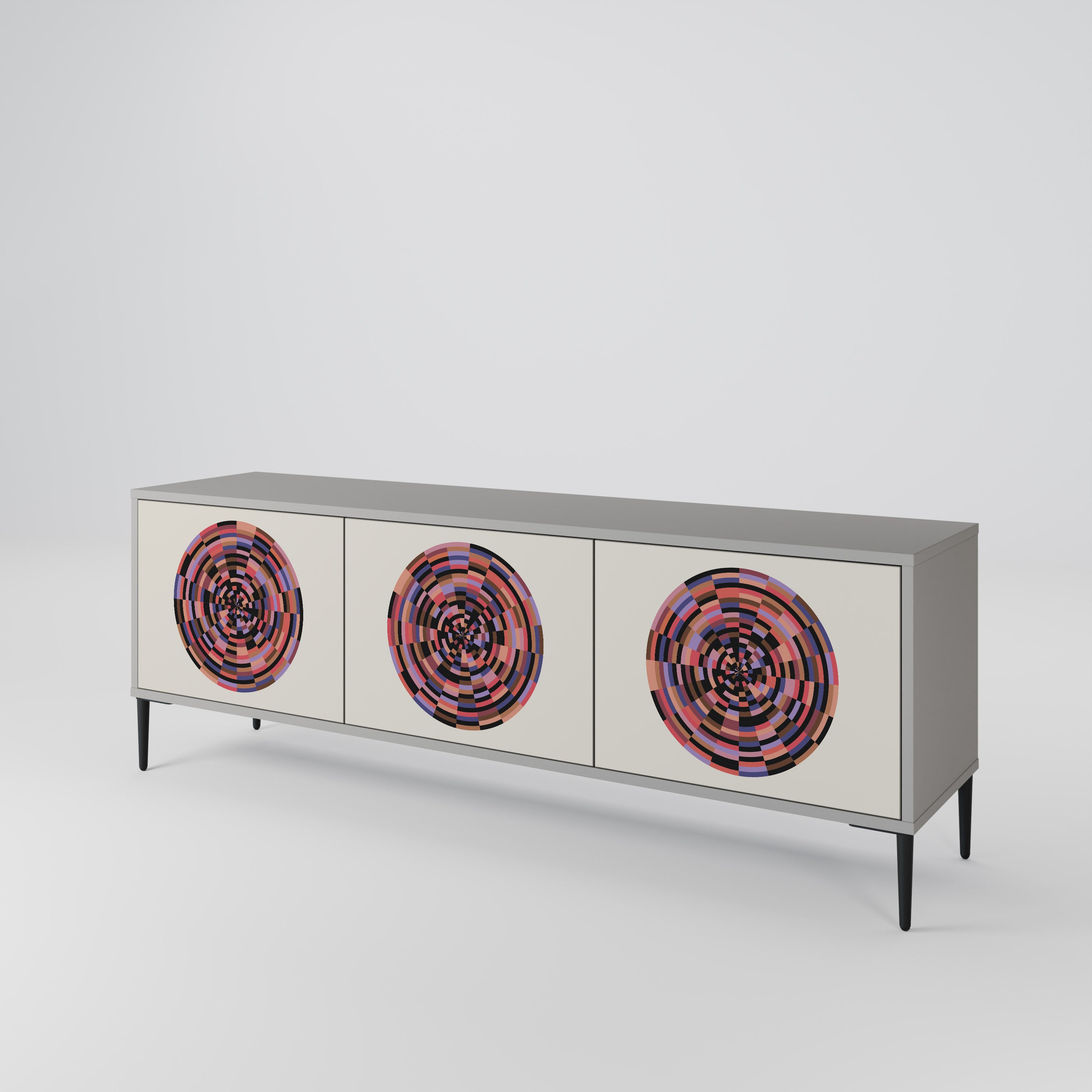 BROWN CIRCLES Třídveřový TV stolek