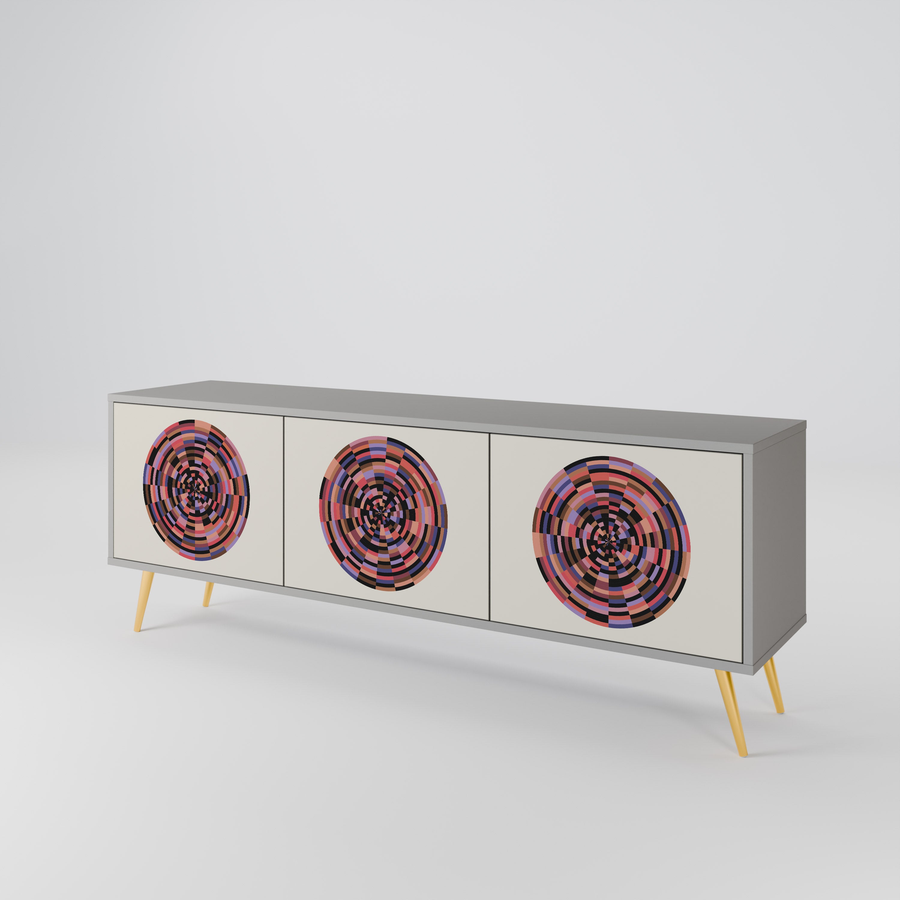 BROWN CIRCLES Třídveřový TV stolek