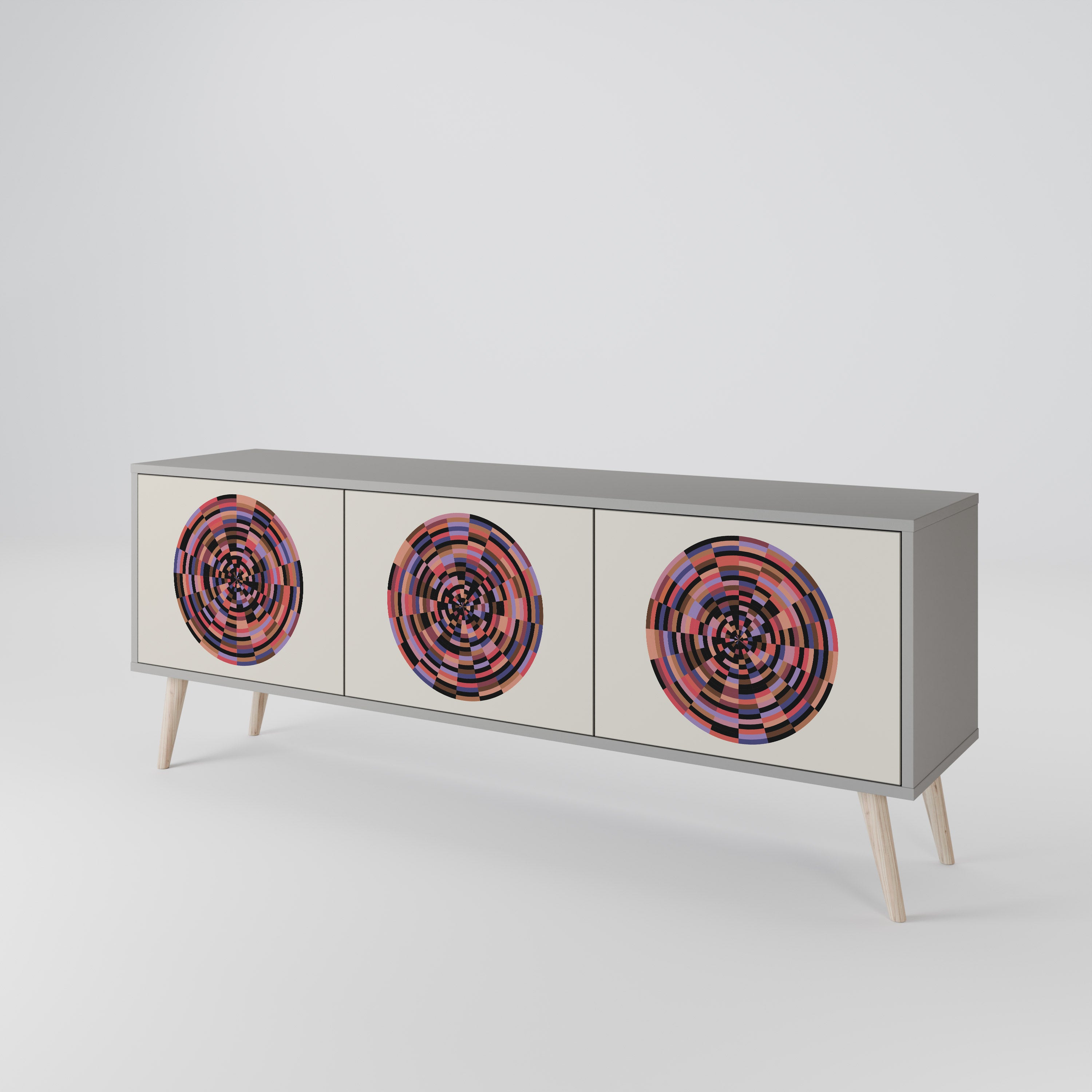 BROWN CIRCLES Třídveřový TV stolek
