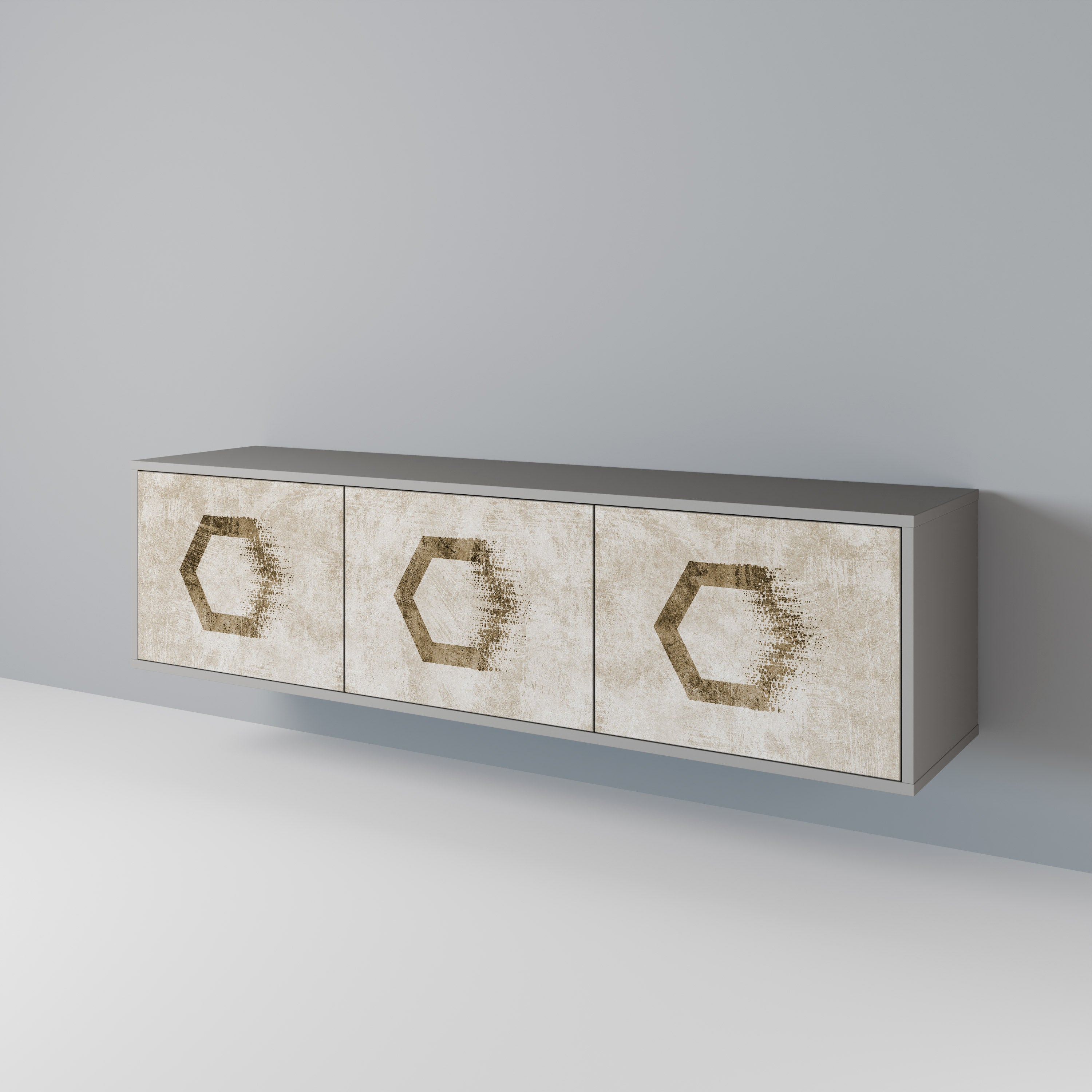 HEXAGONAL SHAPES Třídveřový TV stolek