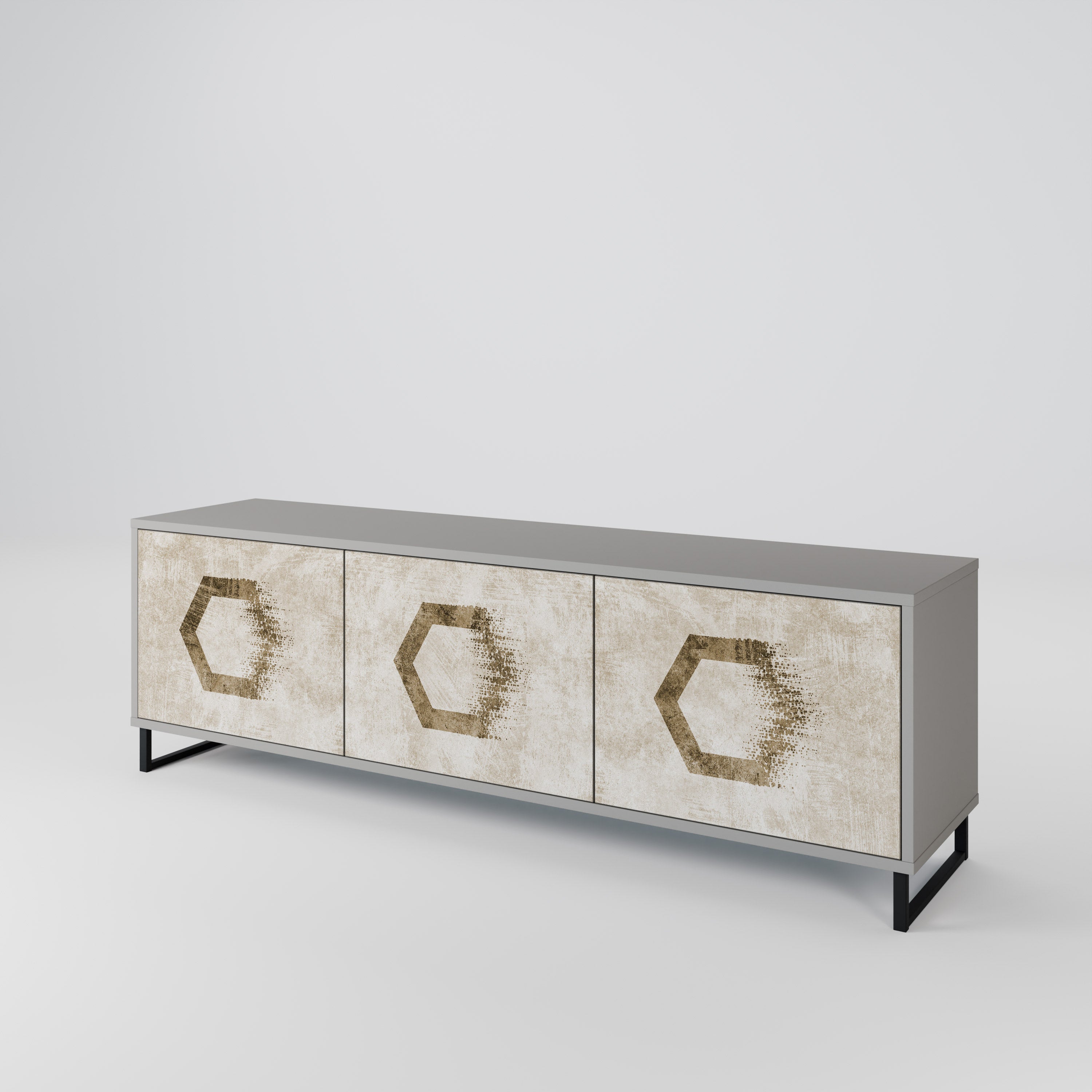 HEXAGONAL SHAPES Třídveřový TV stolek
