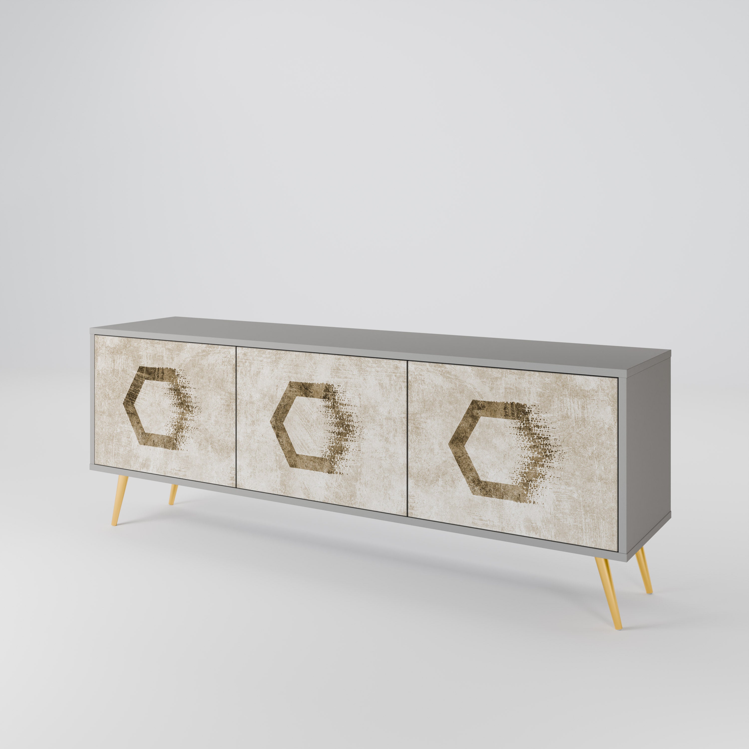 HEXAGONAL SHAPES Třídveřový TV stolek