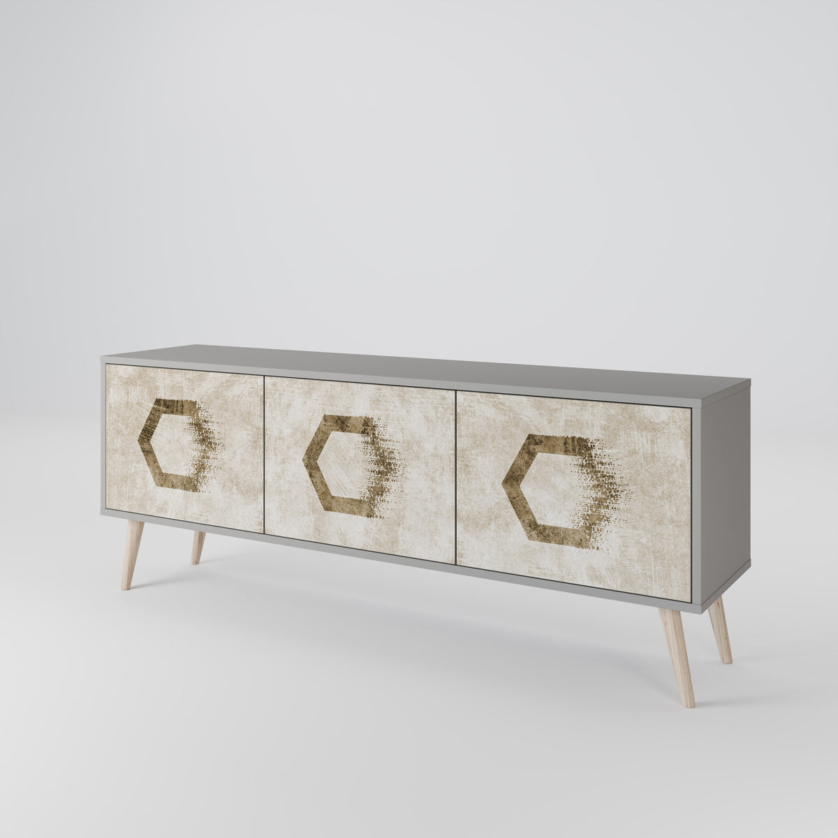 HEXAGONAL SHAPES Třídveřový TV stolek
