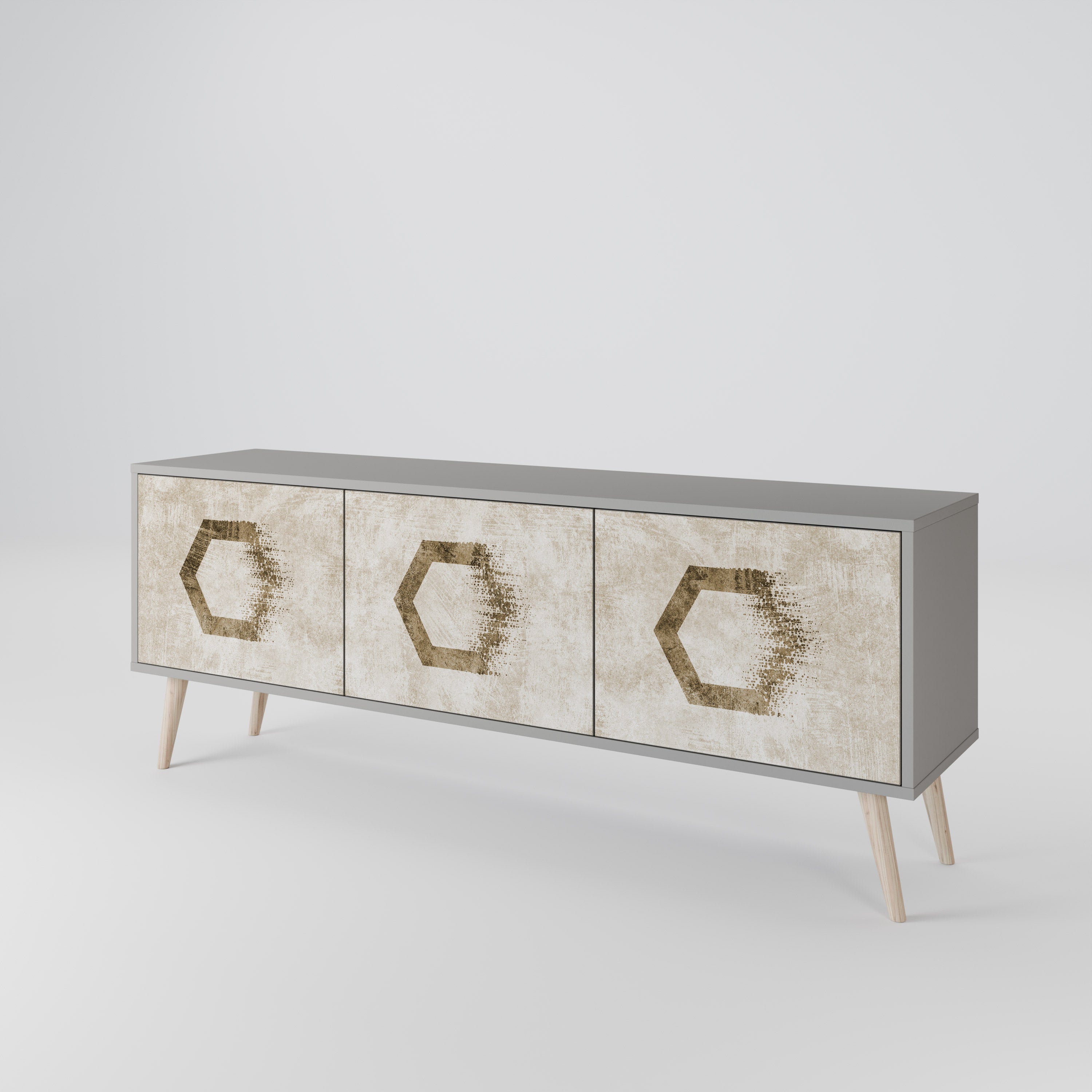 HEXAGONAL SHAPES Třídveřový TV stolek
