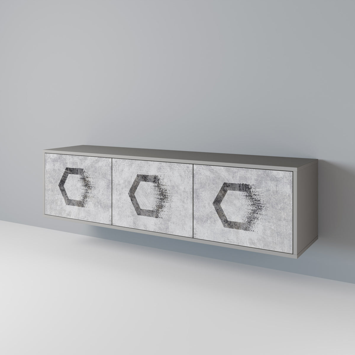 HEXAGONAL FIGURES Třídveřový TV stolek