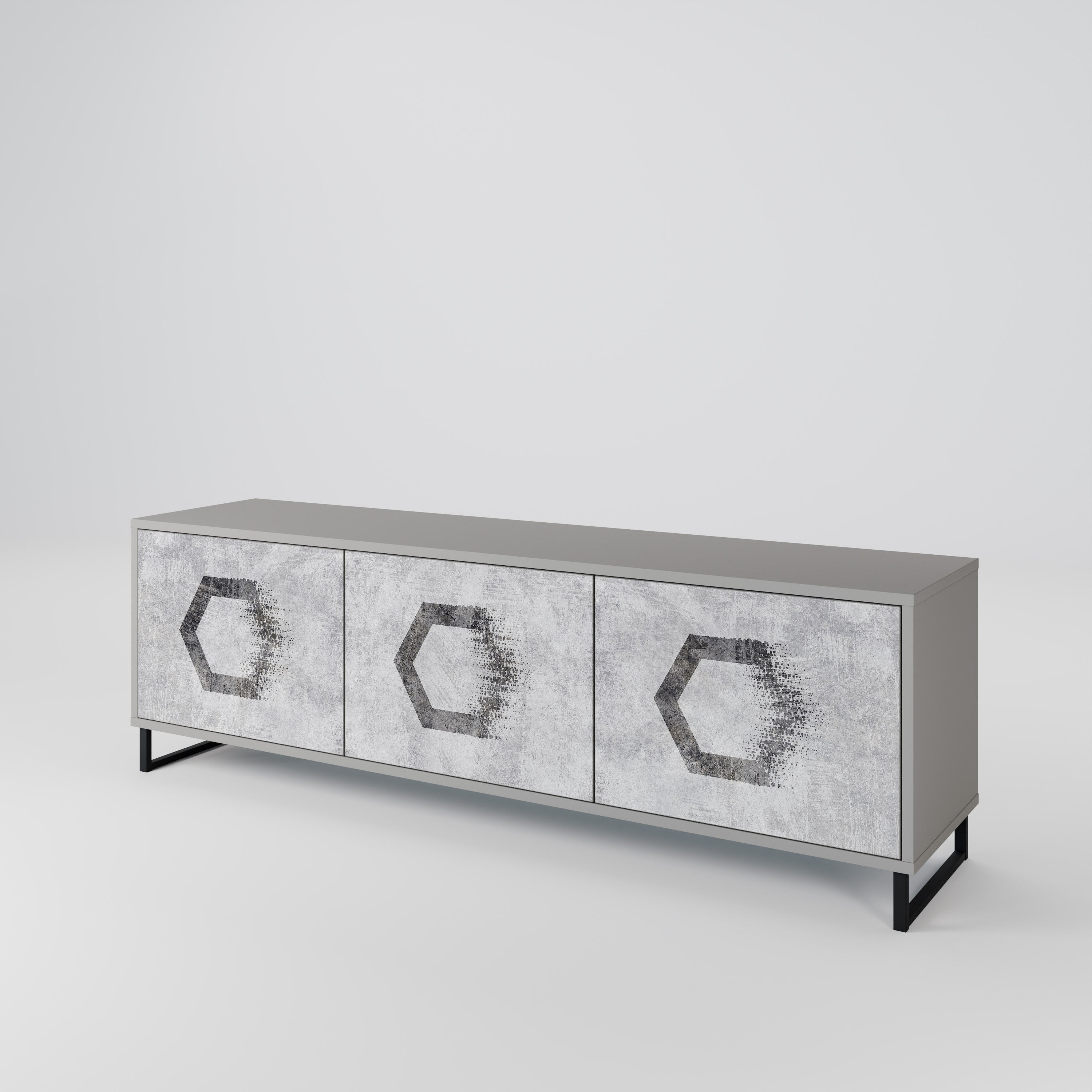 HEXAGONAL FIGURES Třídveřový TV stolek