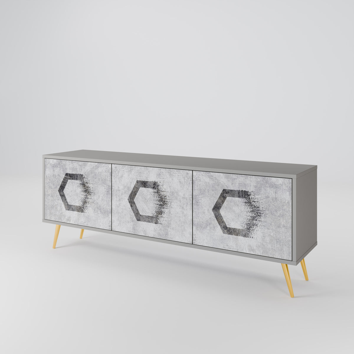 HEXAGONAL FIGURES Třídveřový TV stolek