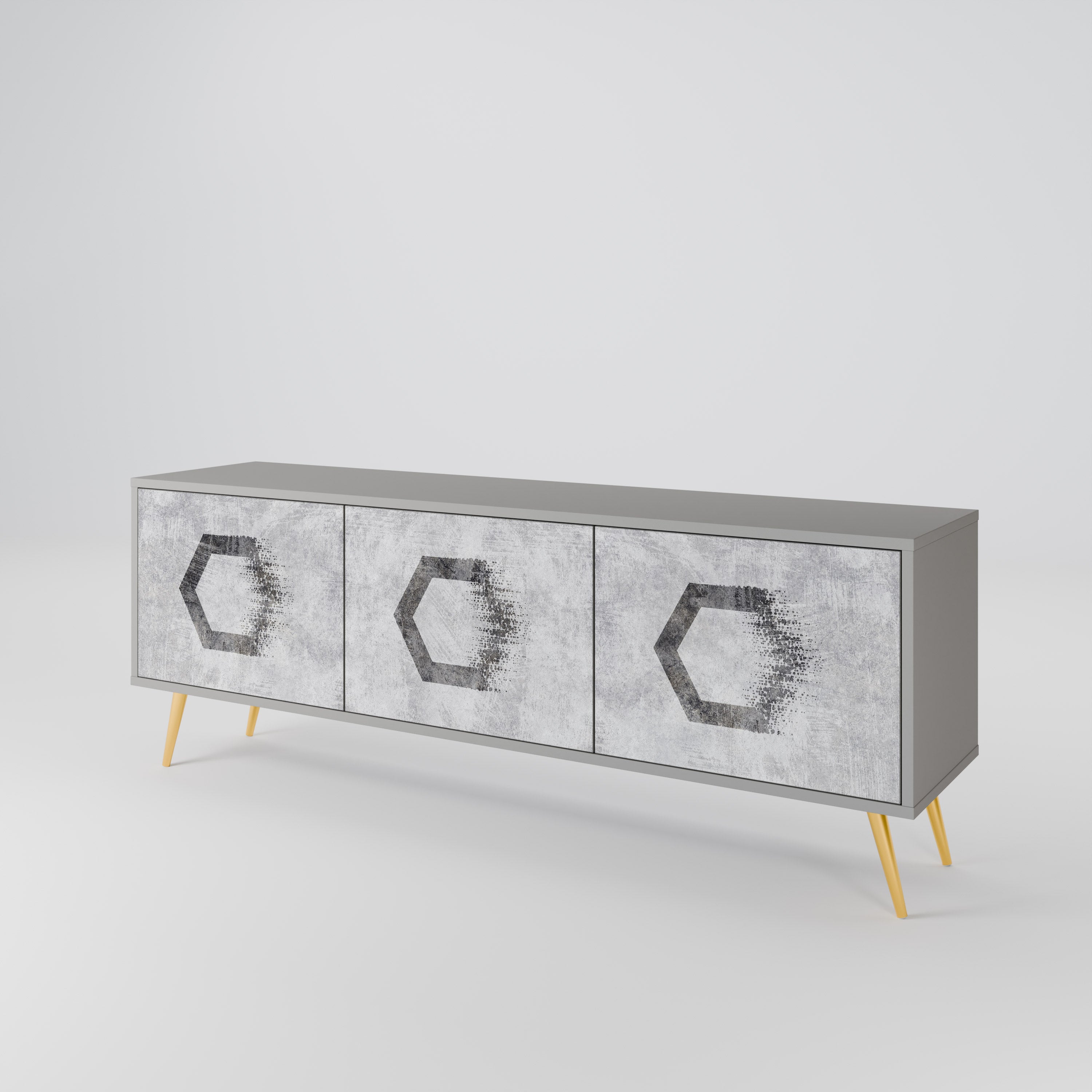 HEXAGONAL FIGURES Třídveřový TV stolek