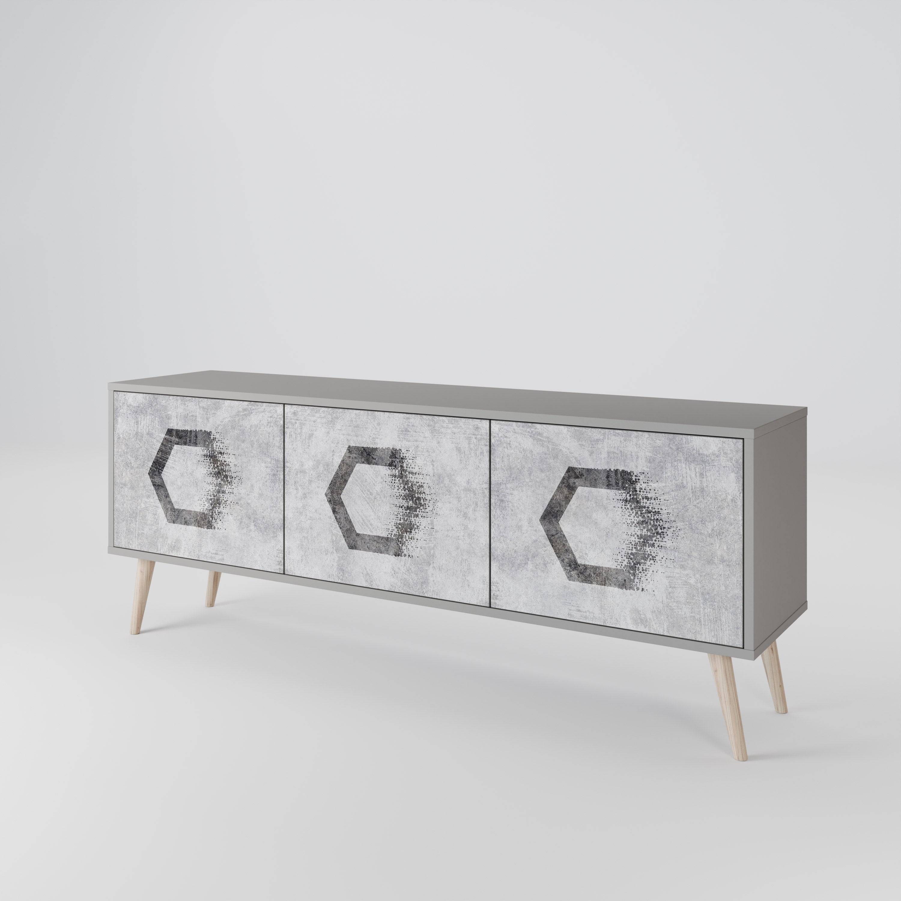 HEXAGONAL FIGURES Třídveřový TV stolek