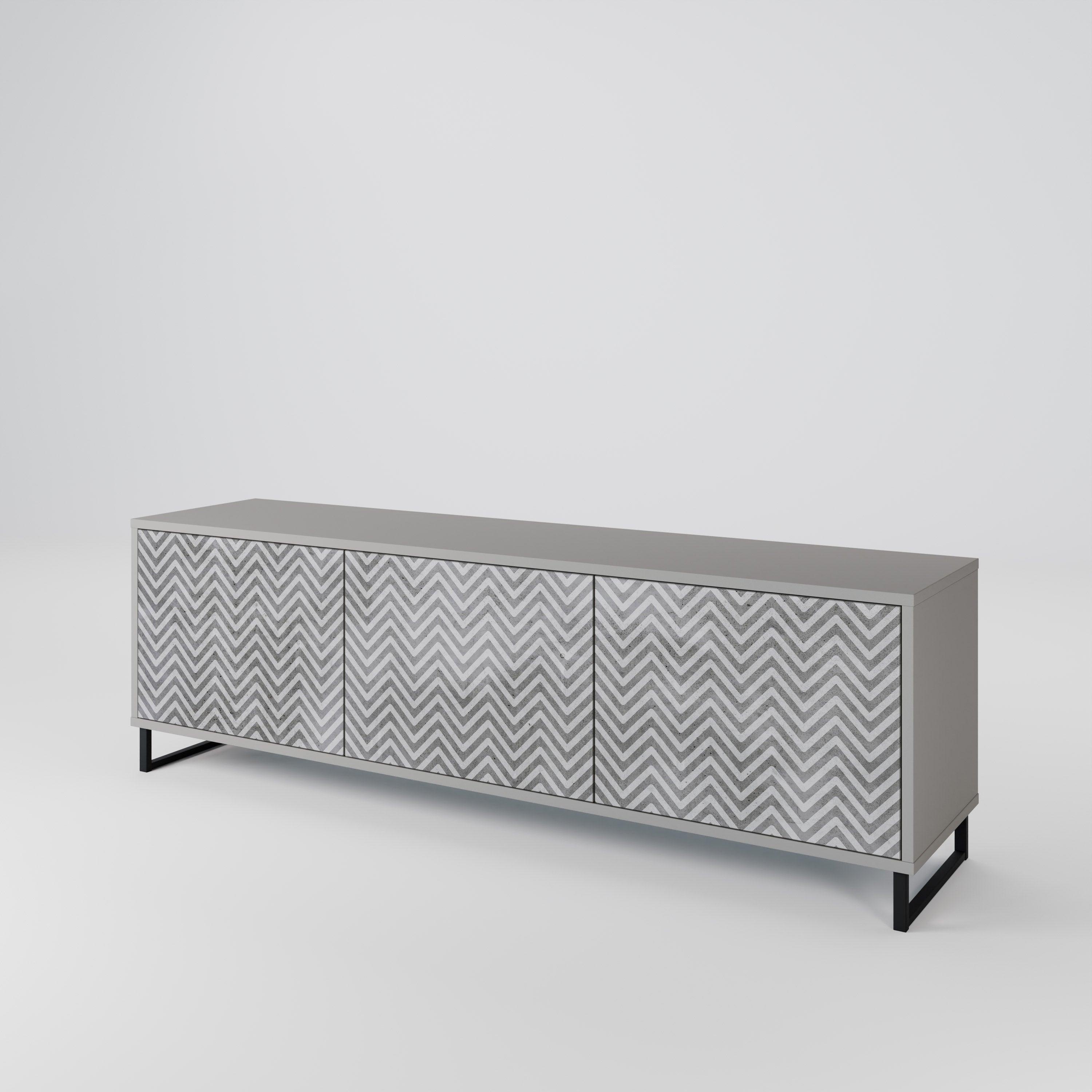CONCRETE ZIG ZAG Třídveřový TV stolek