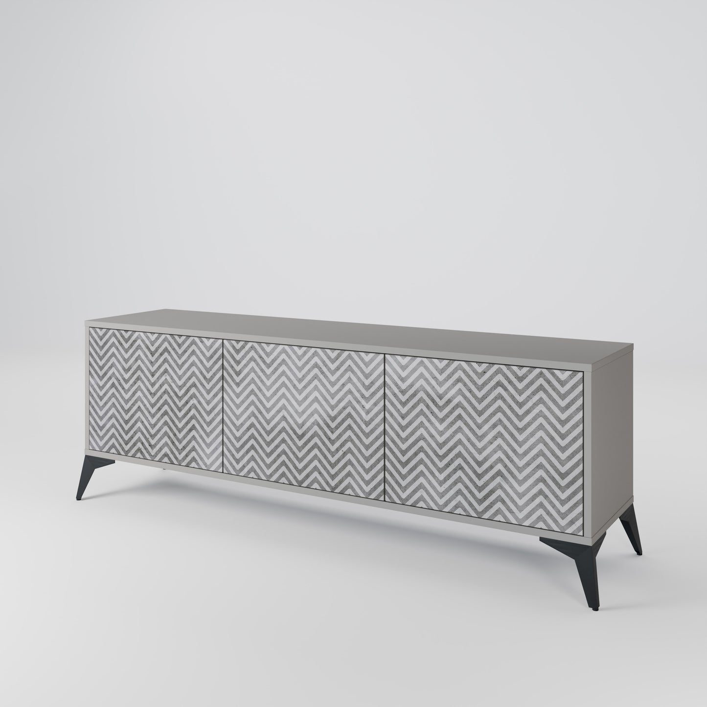 CONCRETE ZIG ZAG Třídveřový TV stolek
