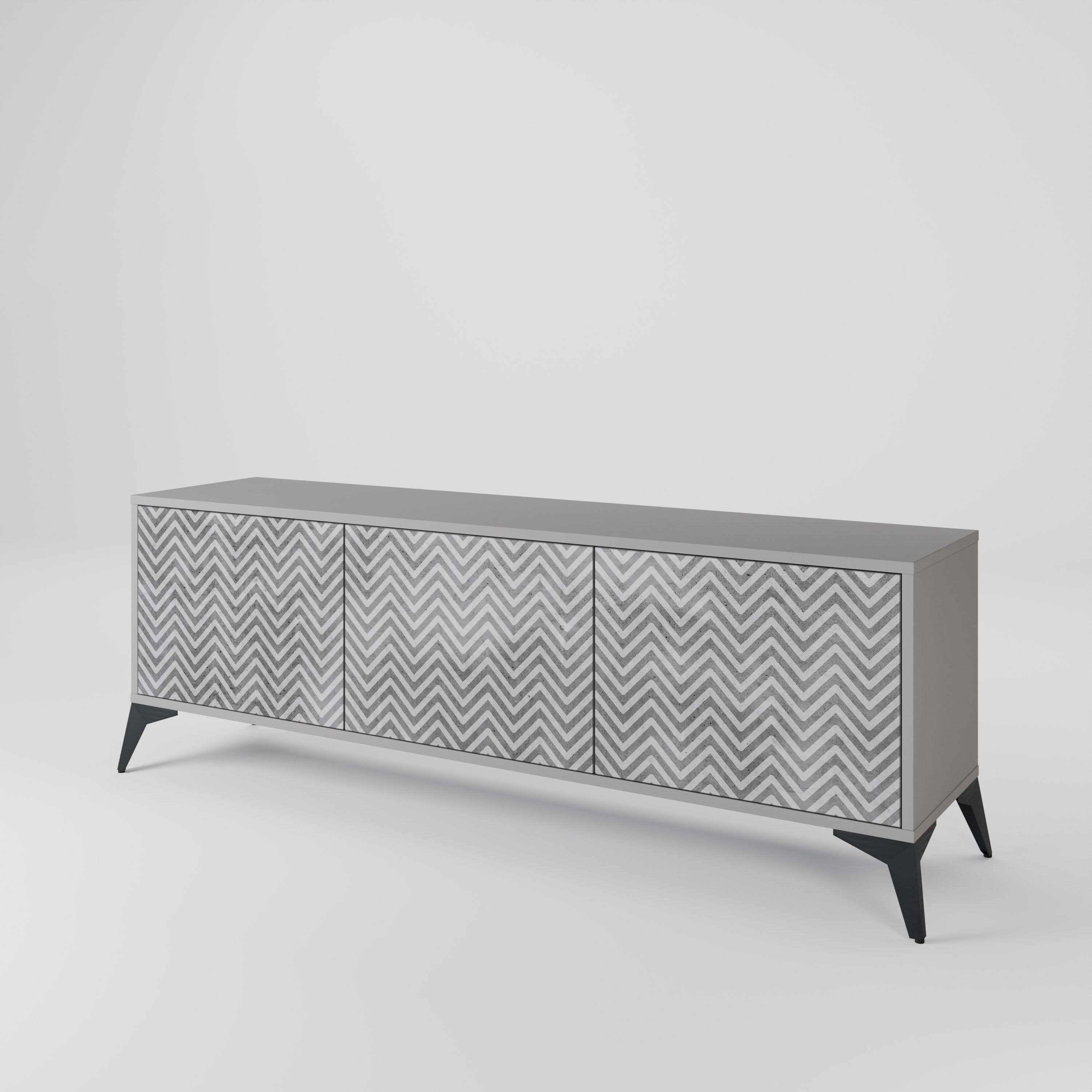 CONCRETE ZIG ZAG Třídveřový TV stolek