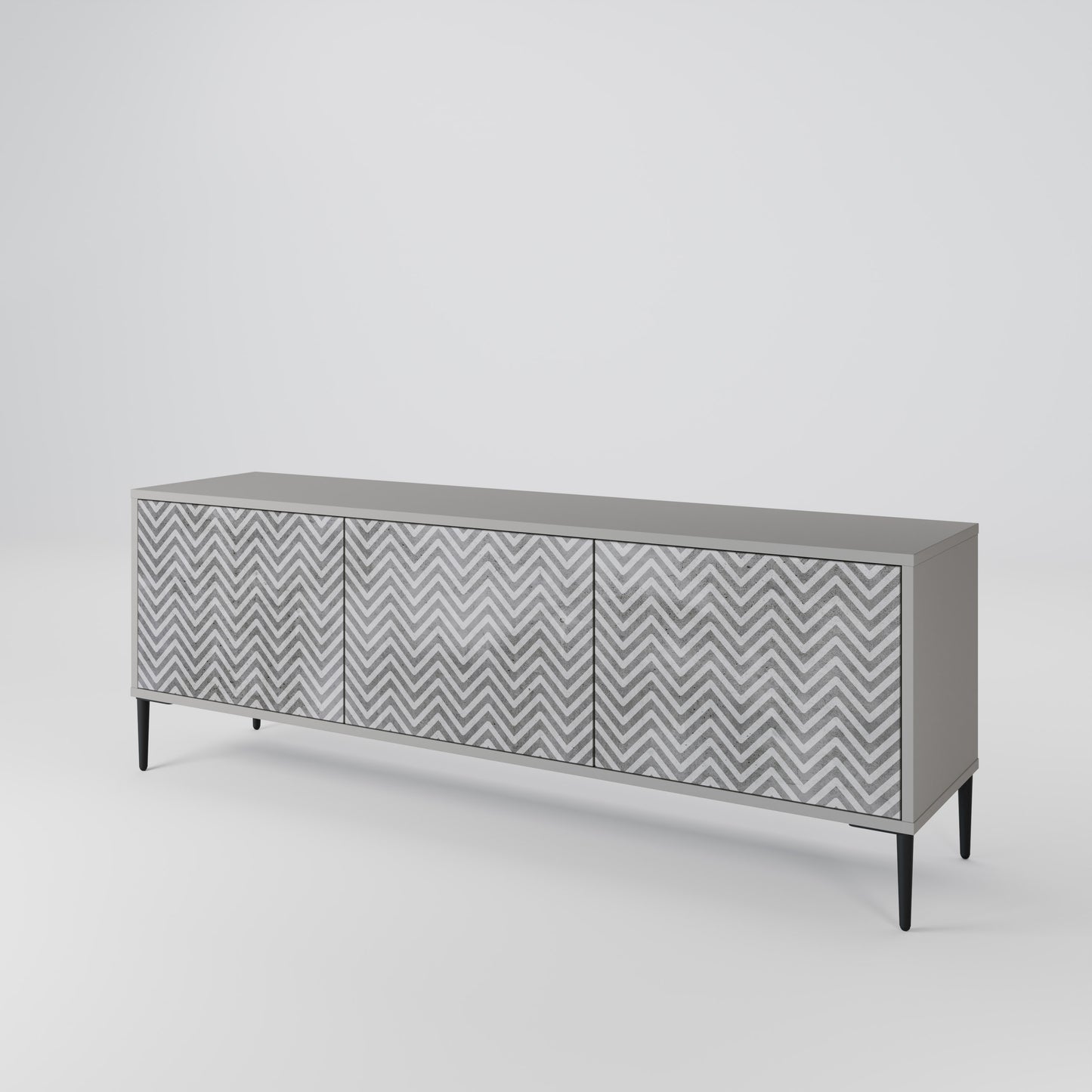 CONCRETE ZIG ZAG Třídveřový TV stolek