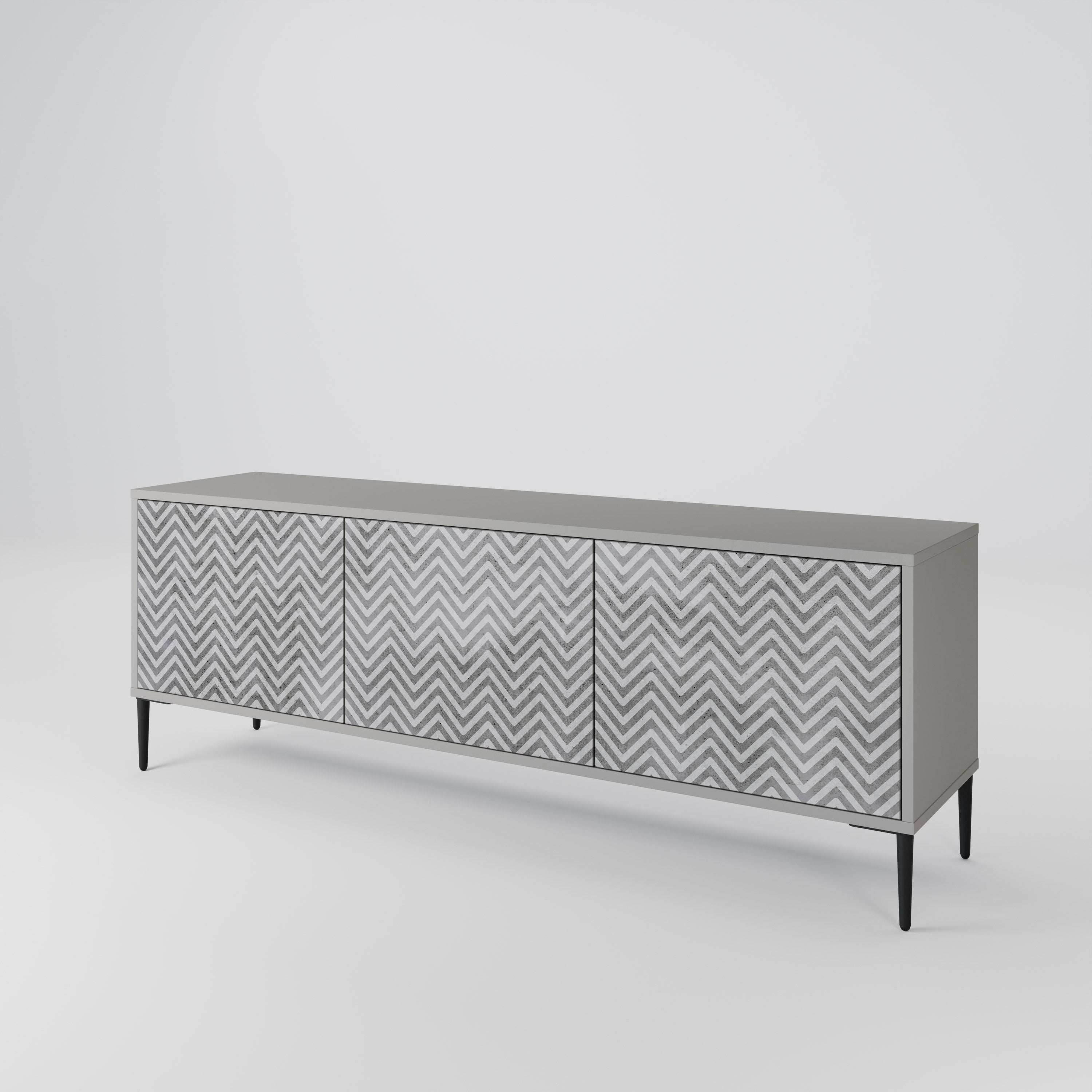 CONCRETE ZIG ZAG Třídveřový TV stolek