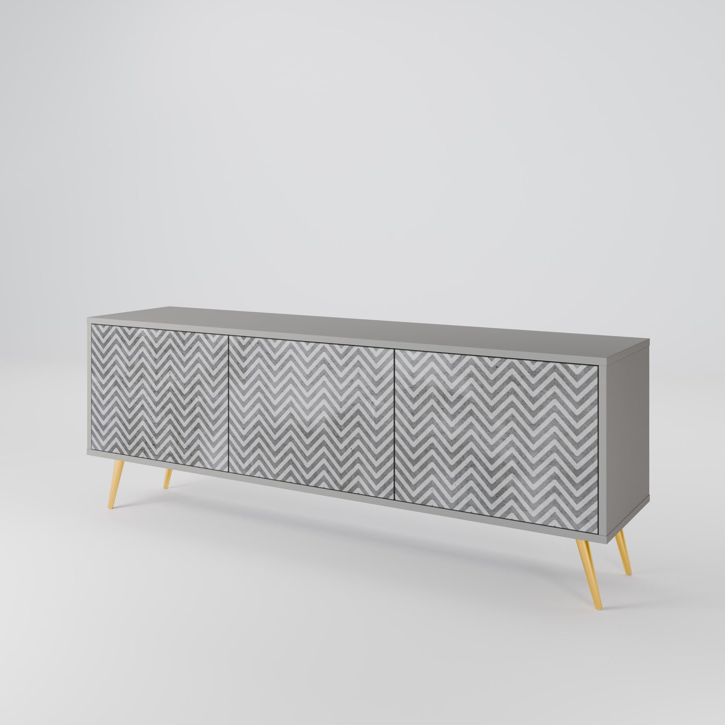 CONCRETE ZIG ZAG Třídveřový TV stolek