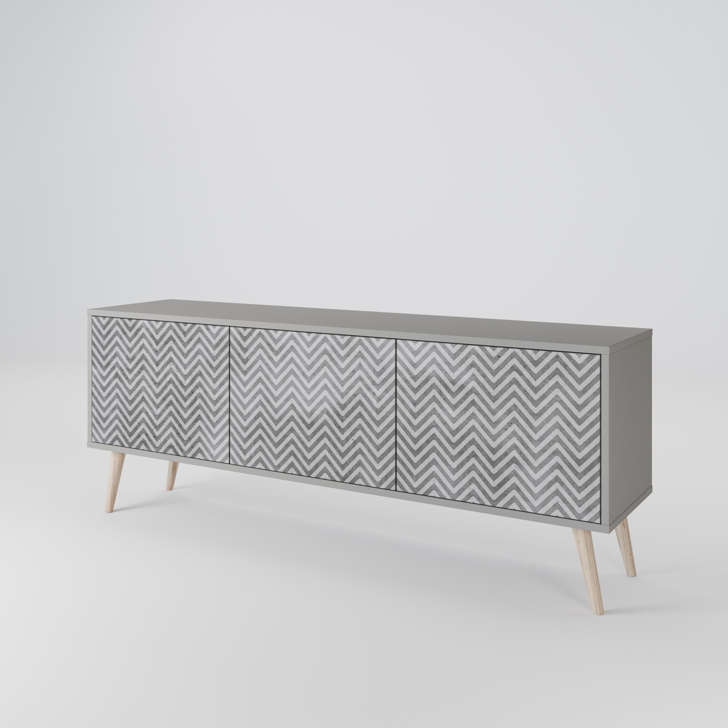 CONCRETE ZIG ZAG Třídveřový TV stolek