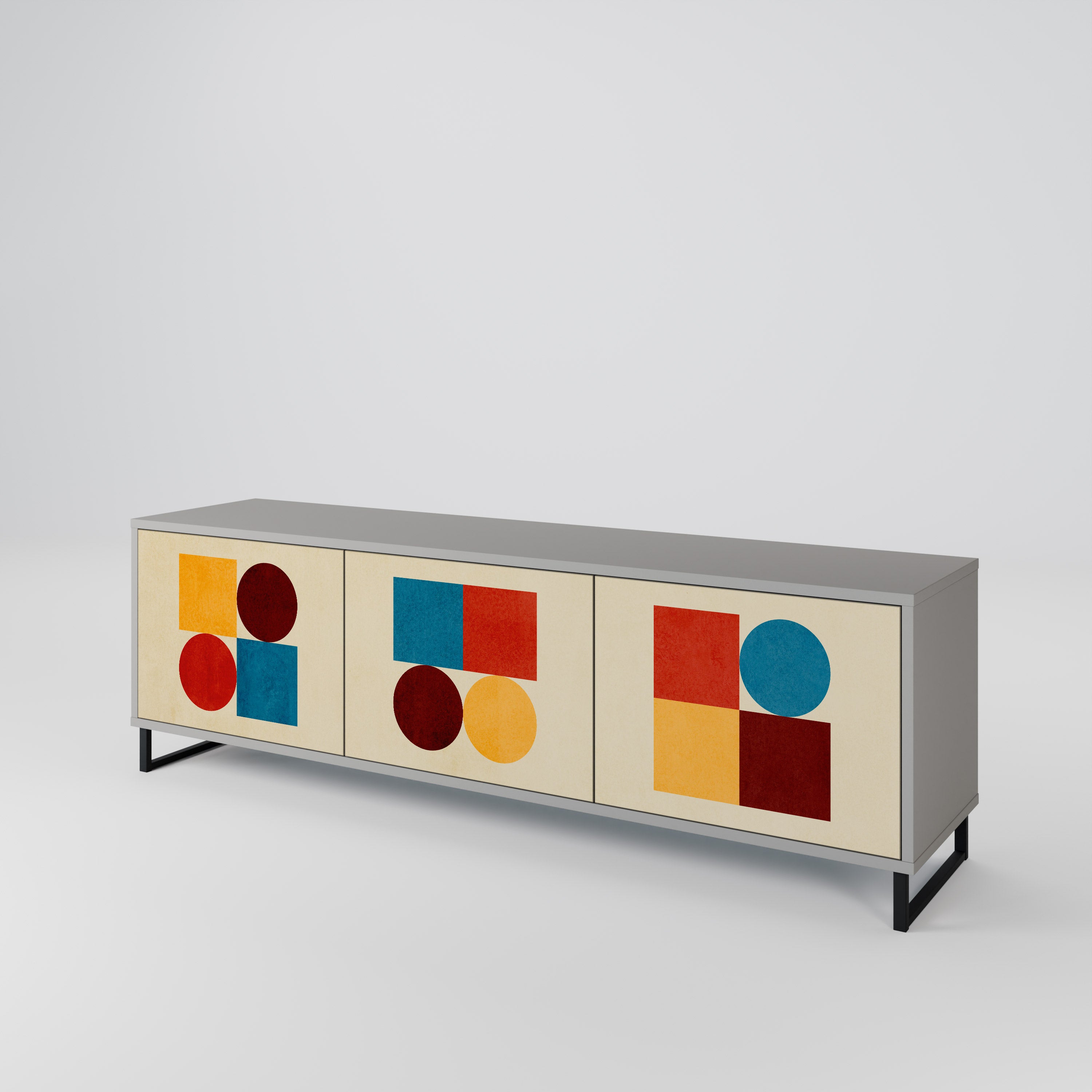 GEOMETRIC PUZZLE Třídveřový TV stolek