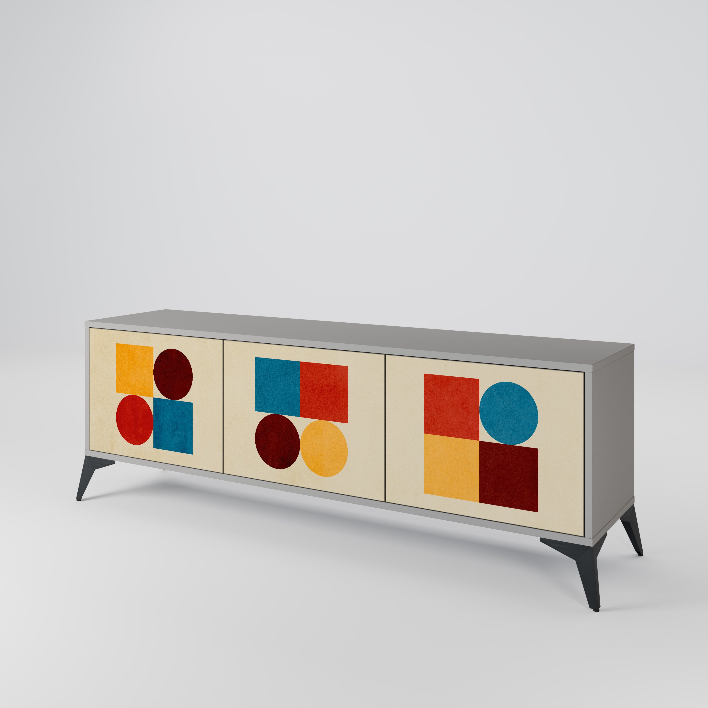 GEOMETRIC PUZZLE Třídveřový TV stolek