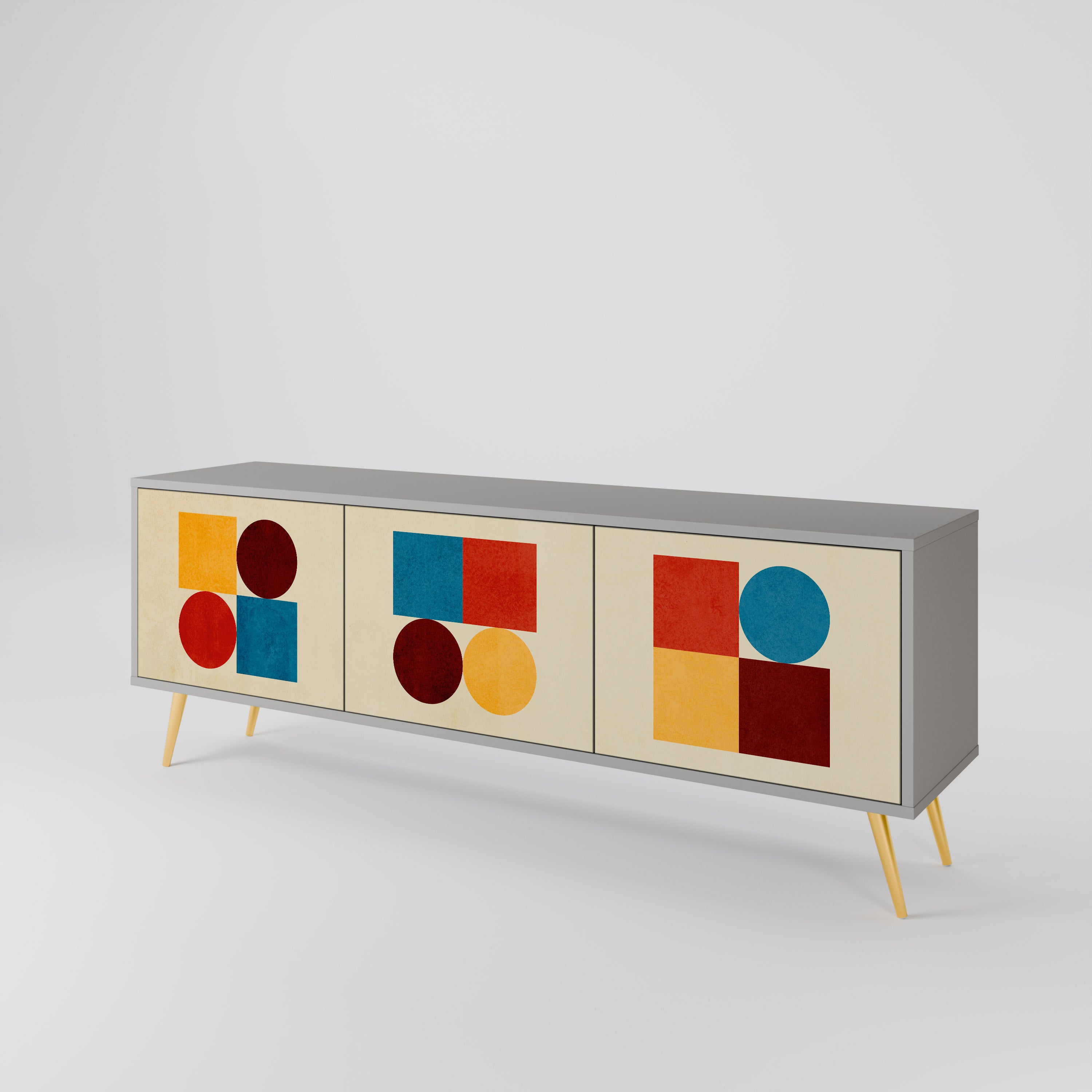GEOMETRIC PUZZLE Třídveřový TV stolek