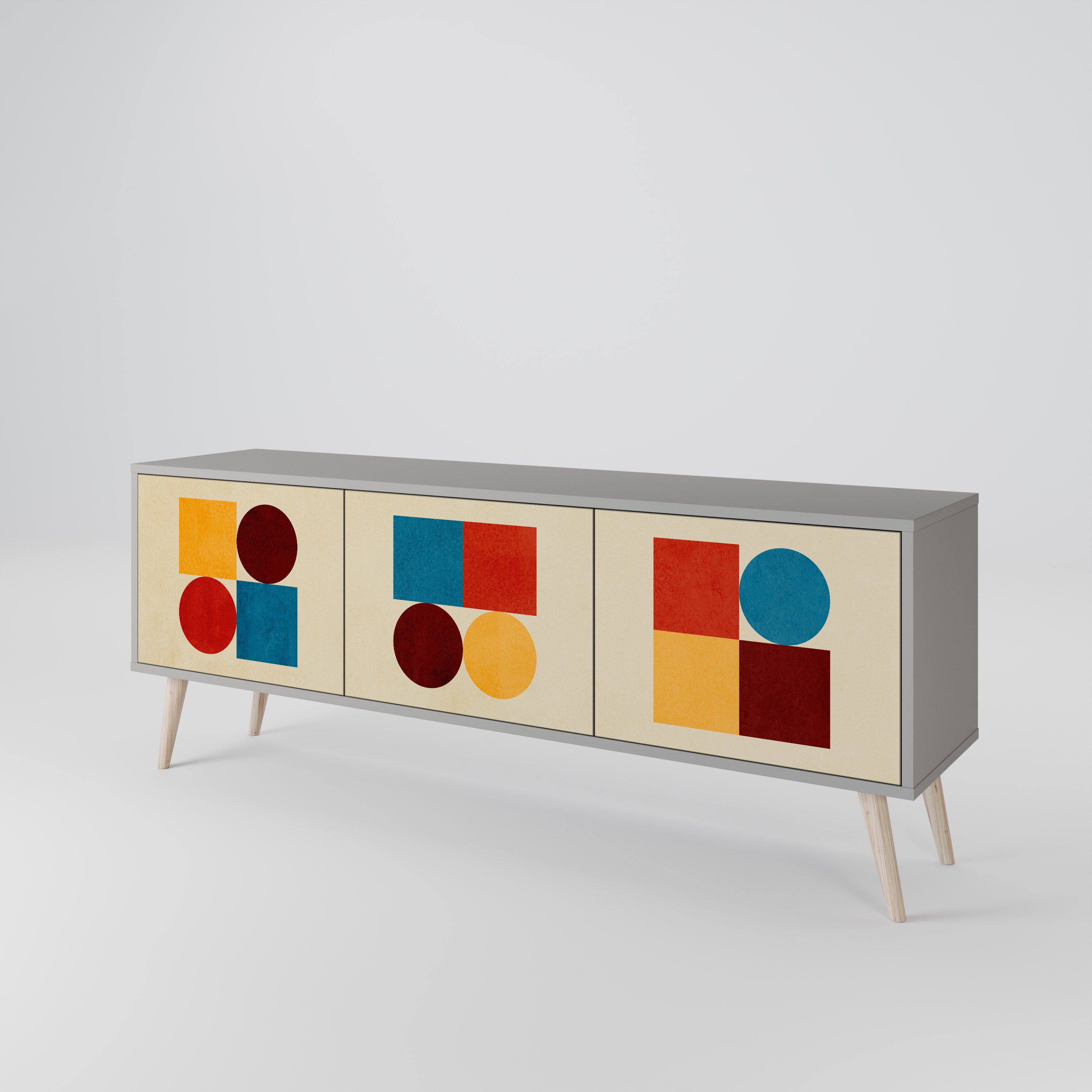 GEOMETRIC PUZZLE Třídveřový TV stolek