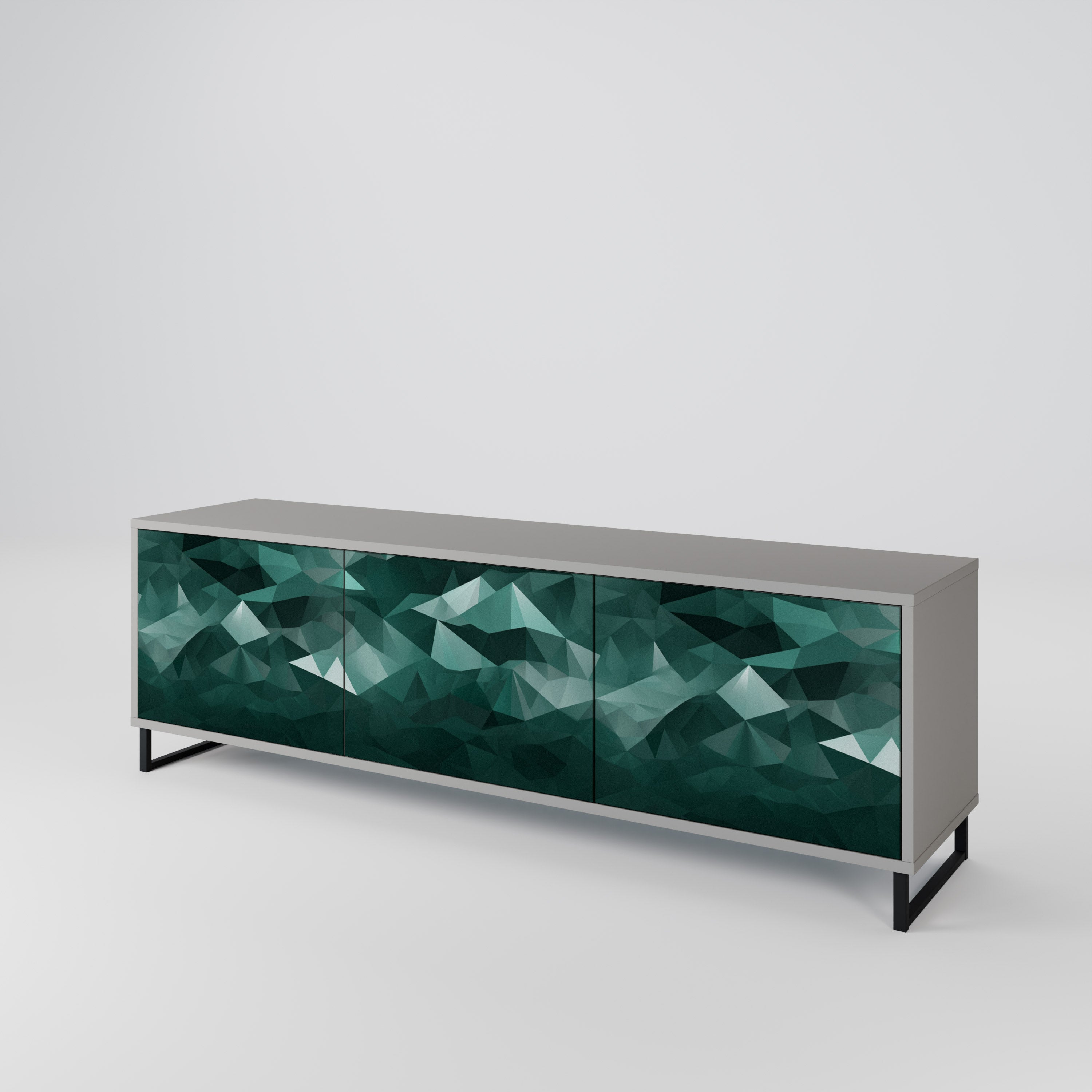 POLYGONAL FLOATING Třídveřový TV stolek