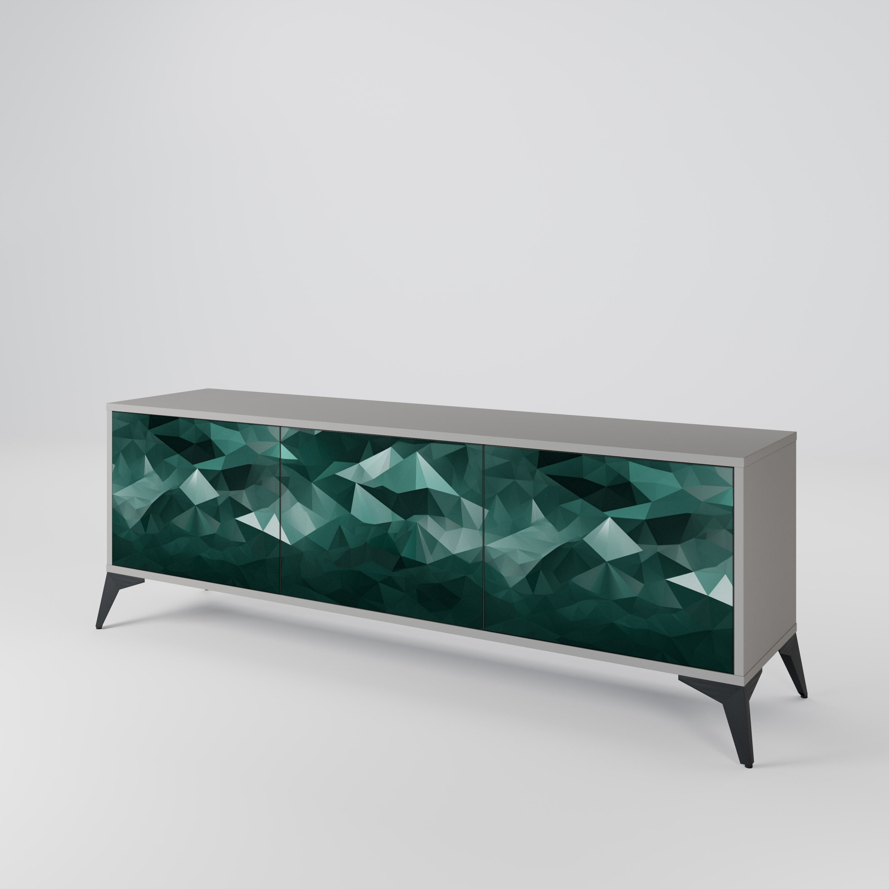 POLYGONAL FLOATING Třídveřový TV stolek