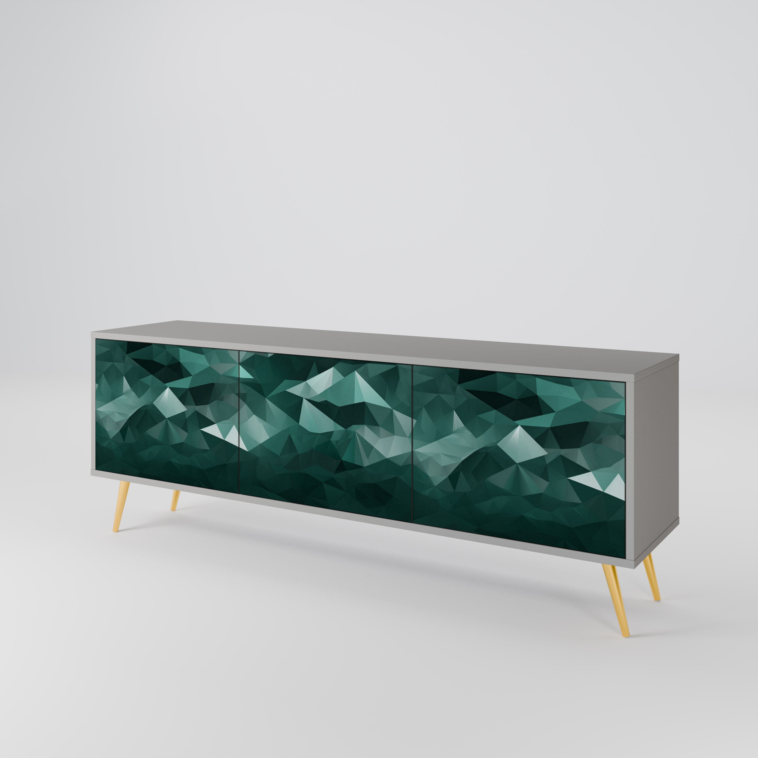 POLYGONAL FLOATING Třídveřový TV stolek