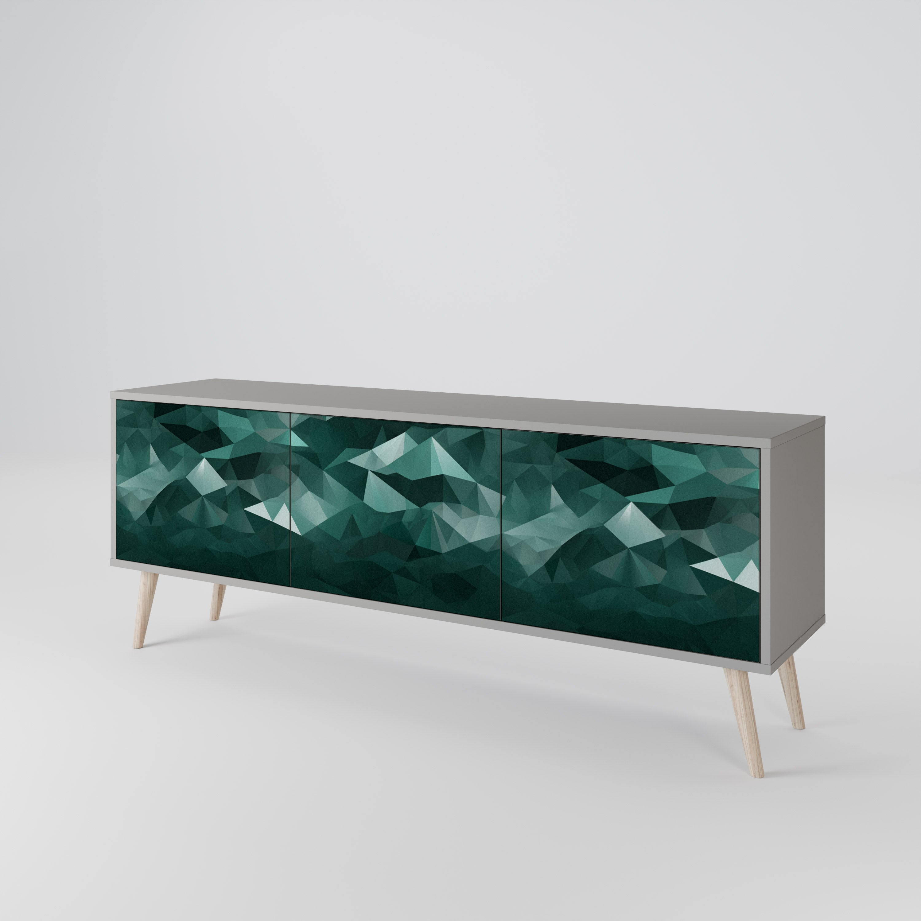 POLYGONAL FLOATING Třídveřový TV stolek