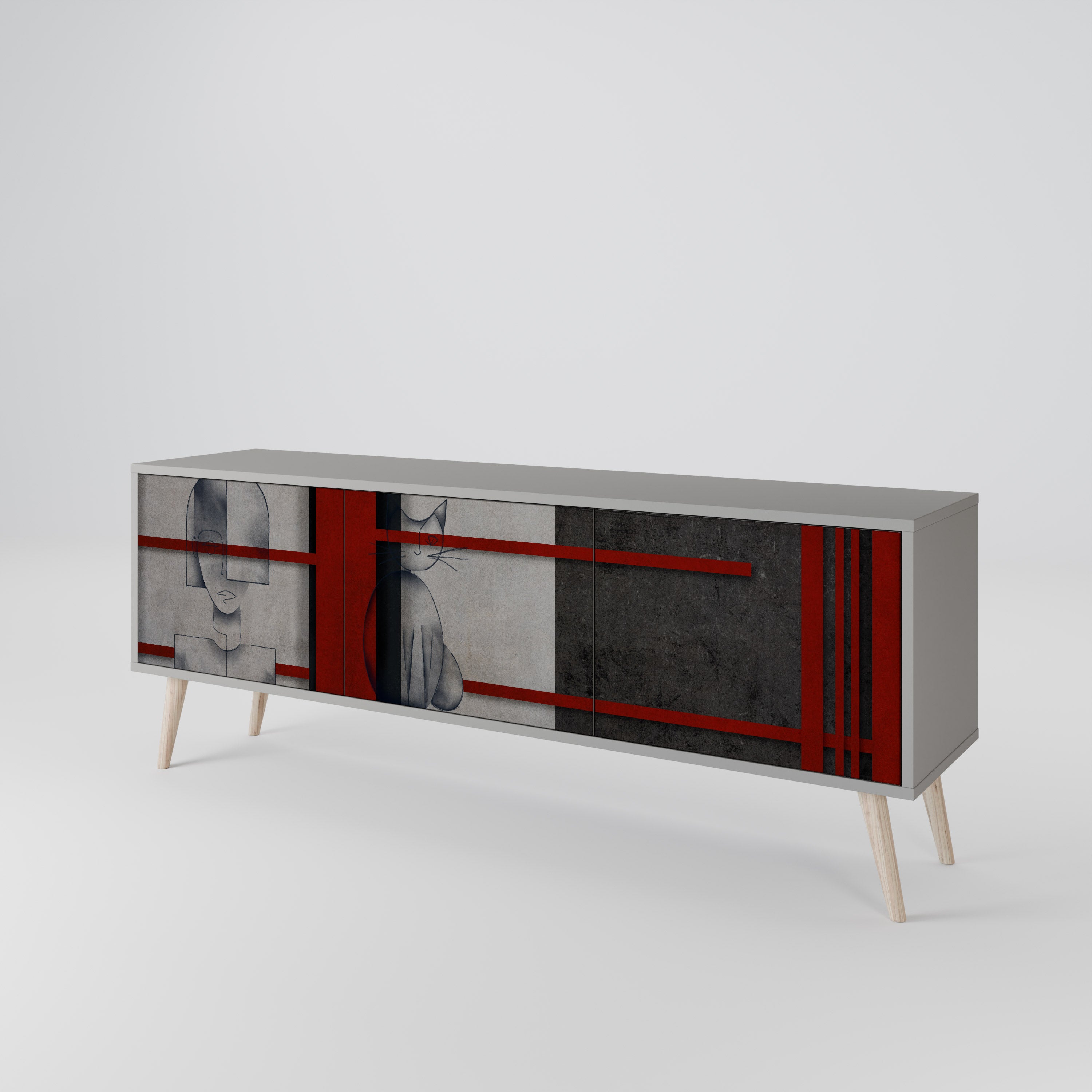 GRAY FIGURES Třídveřový TV stolek