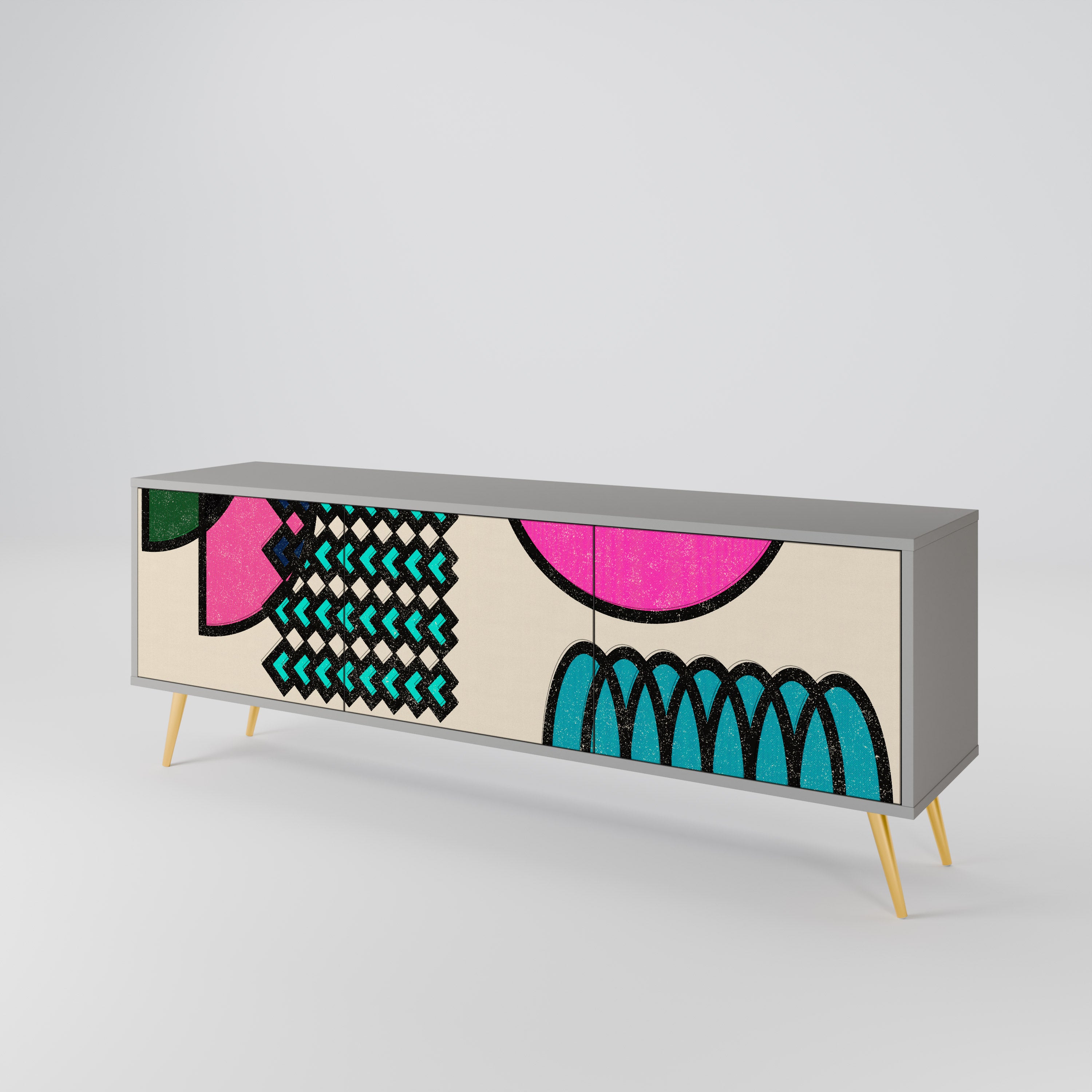 GEOMETRIC RHAPSODY Třídveřový TV stolek