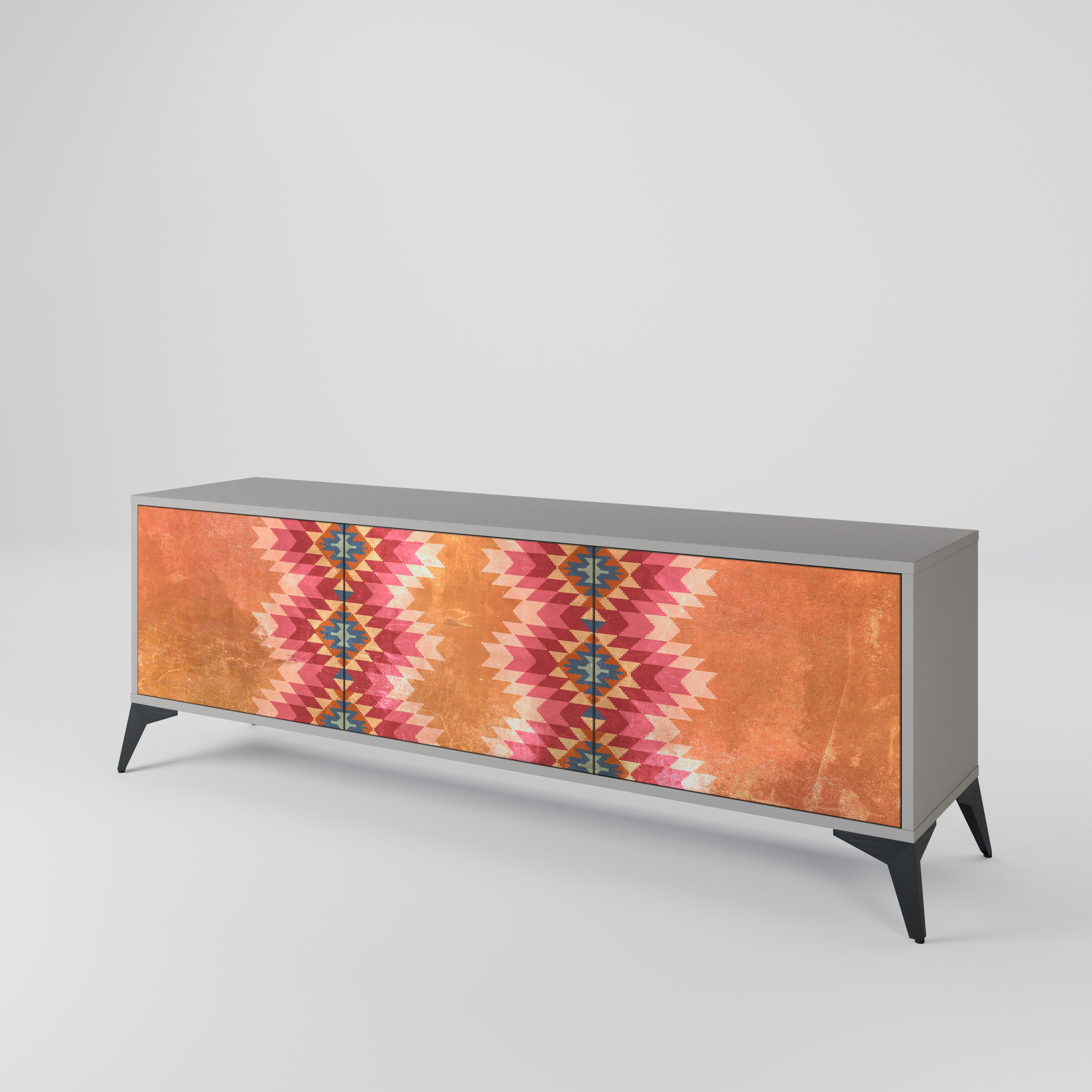 INDIAN FOLK Třídveřový TV stolek