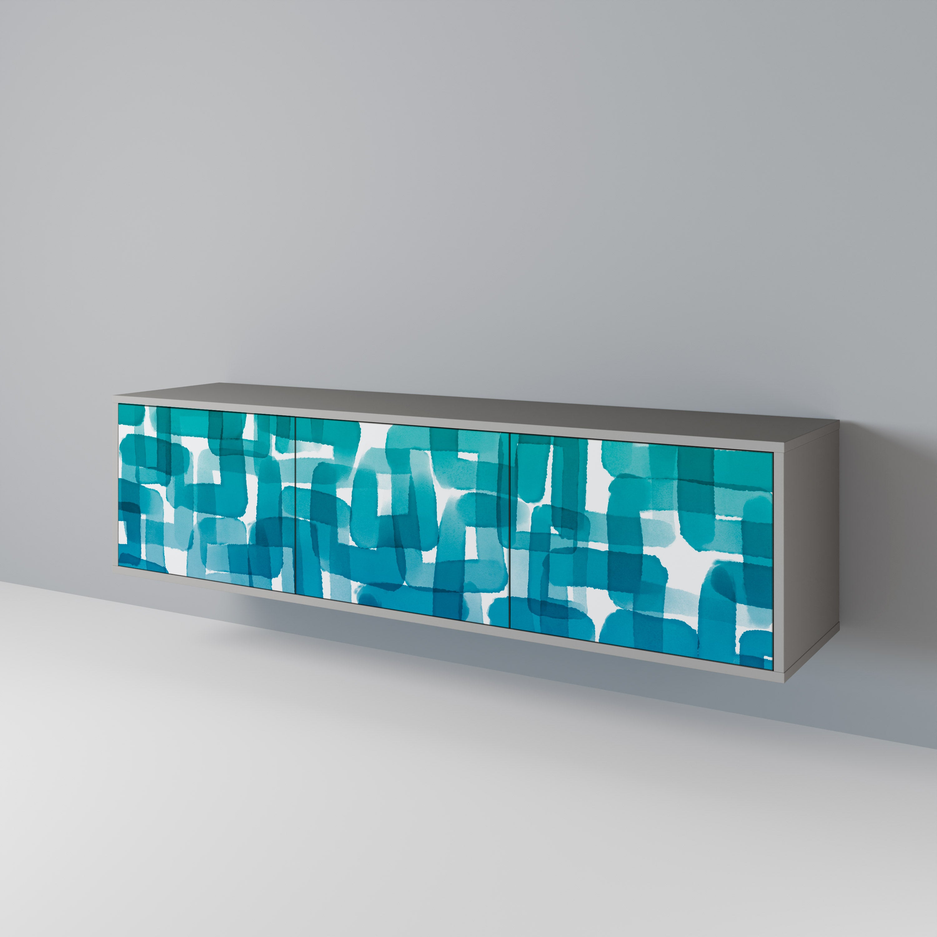 TURQUOISE RECTANGLES Třídveřový TV stolek