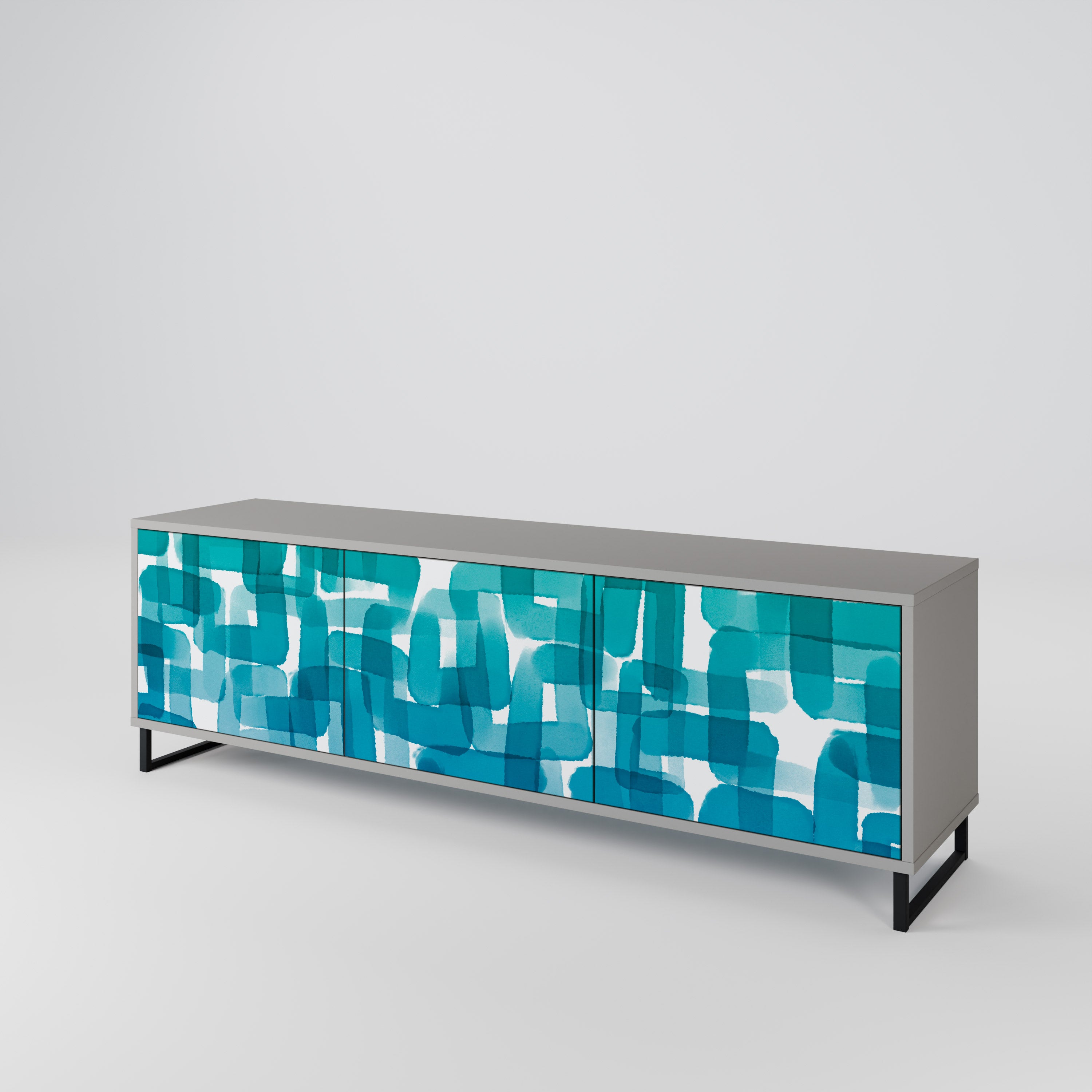 TURQUOISE RECTANGLES Třídveřový TV stolek