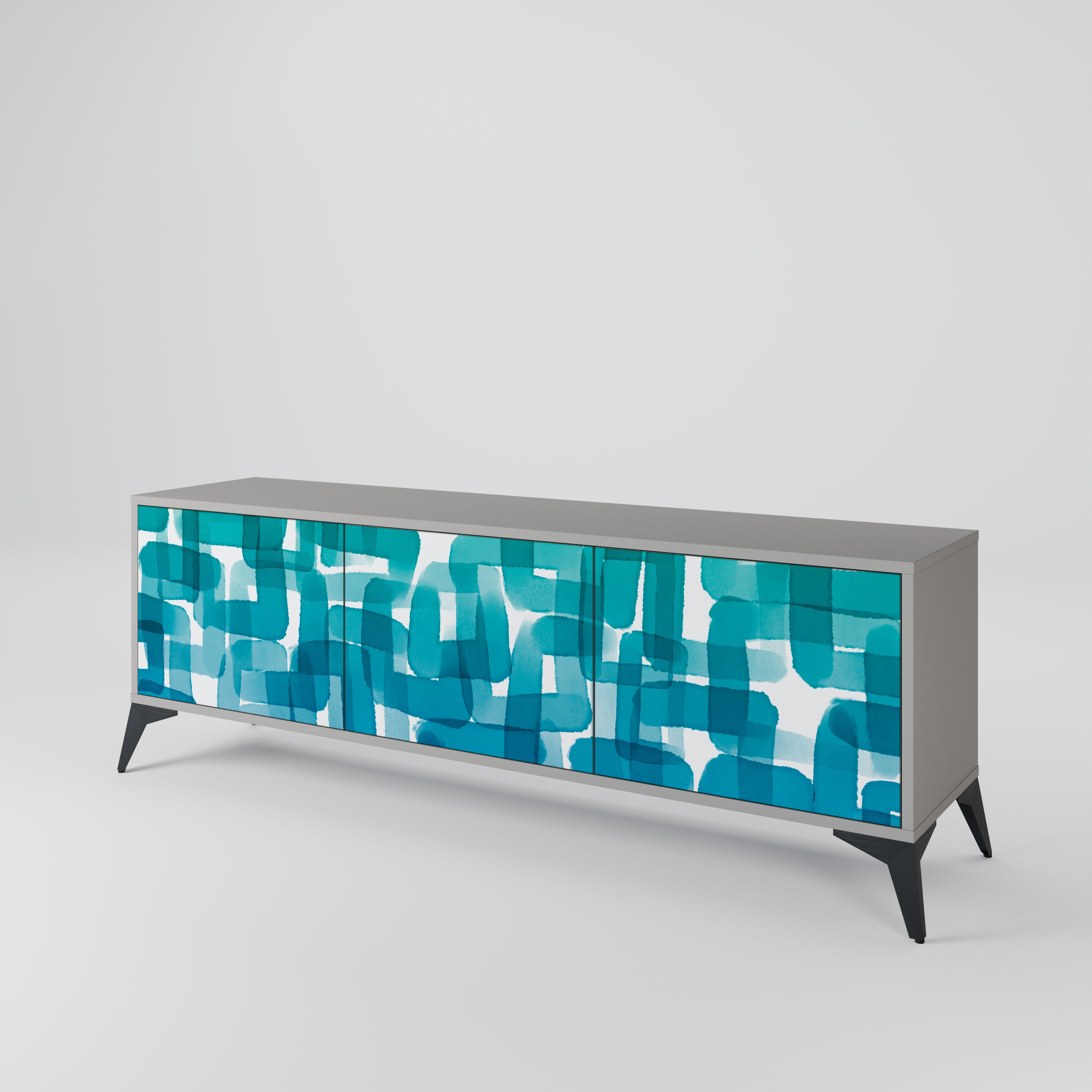 TURQUOISE RECTANGLES Třídveřový TV stolek