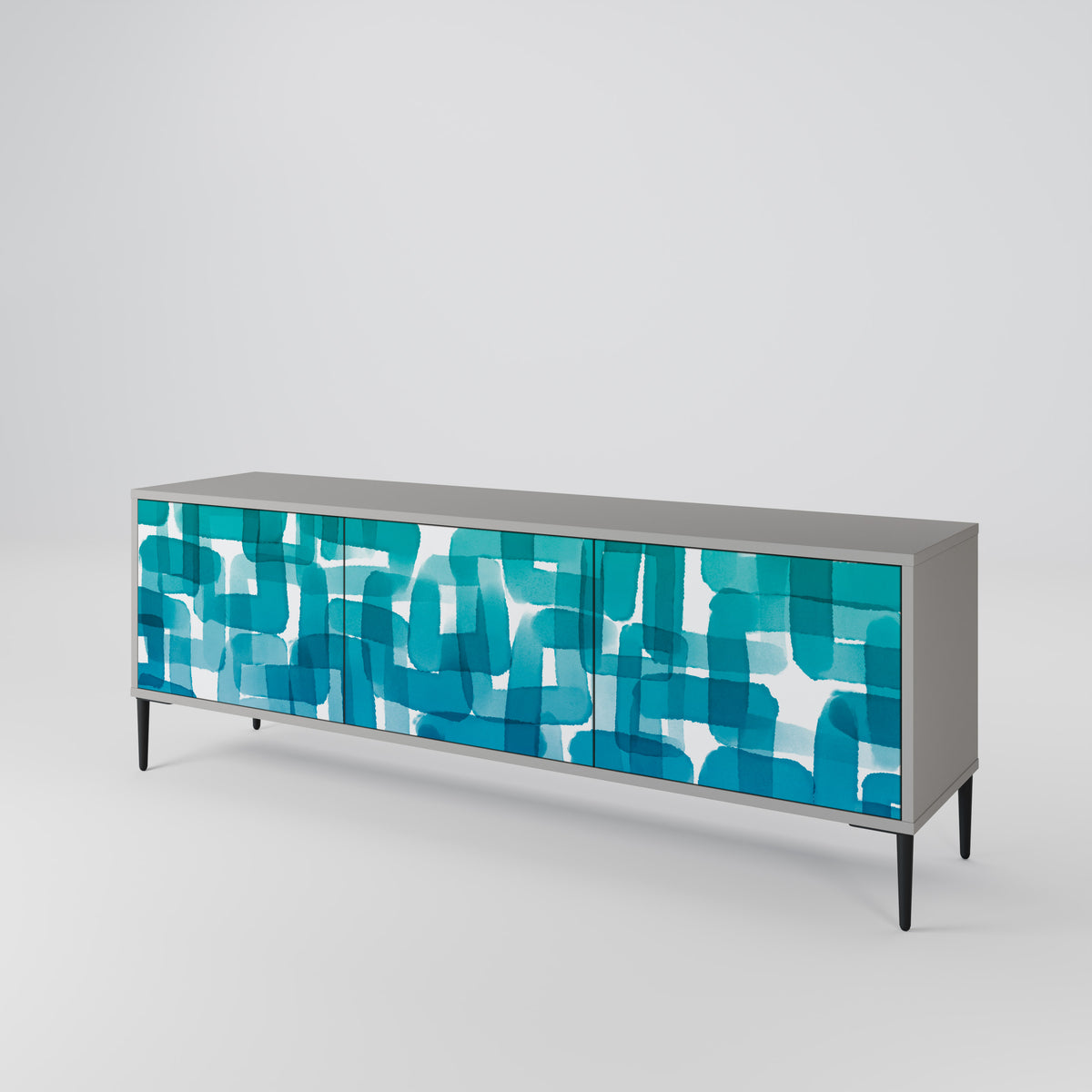 TURQUOISE RECTANGLES Třídveřový TV stolek