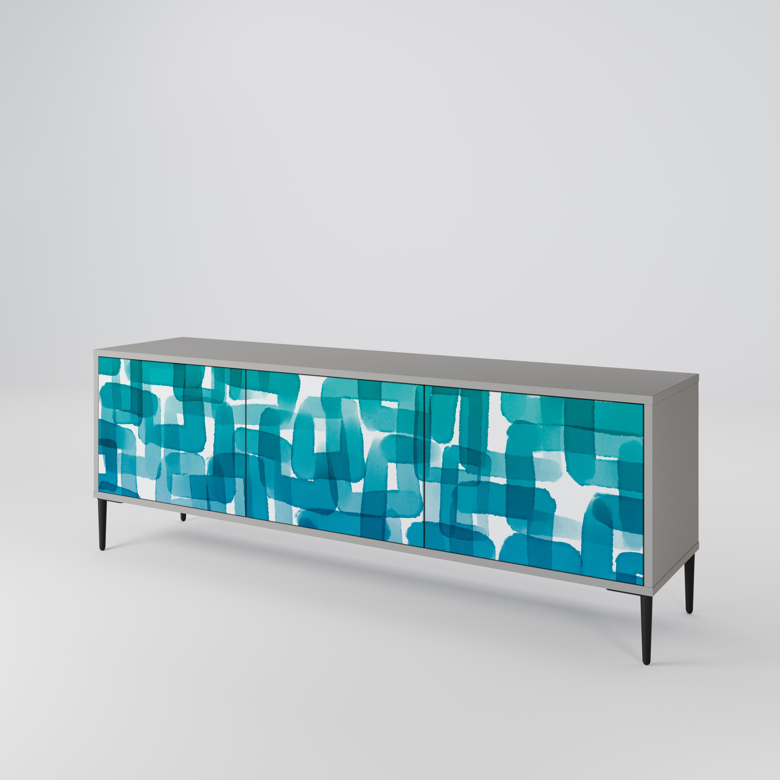 TURQUOISE RECTANGLES Třídveřový TV stolek