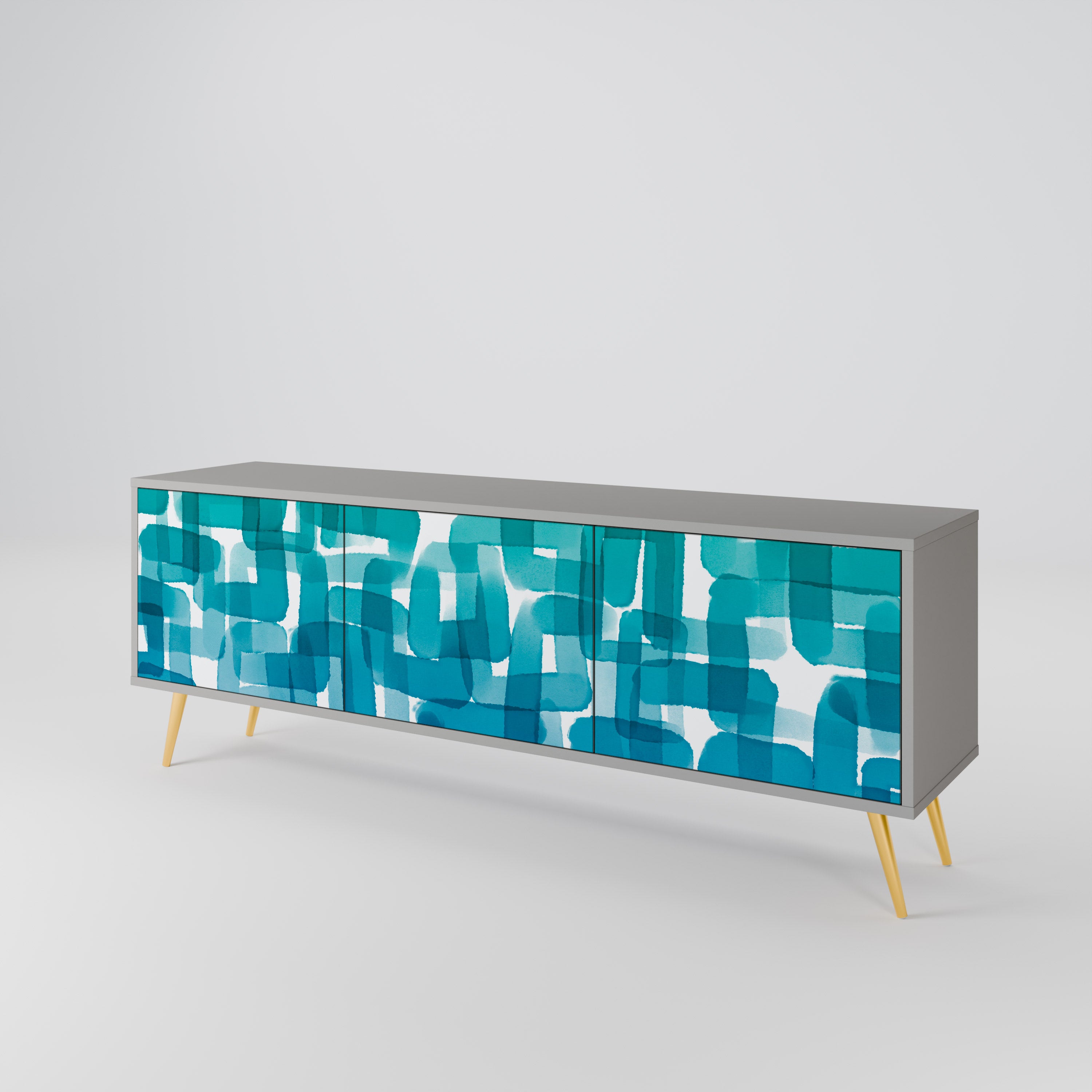 TURQUOISE RECTANGLES Třídveřový TV stolek