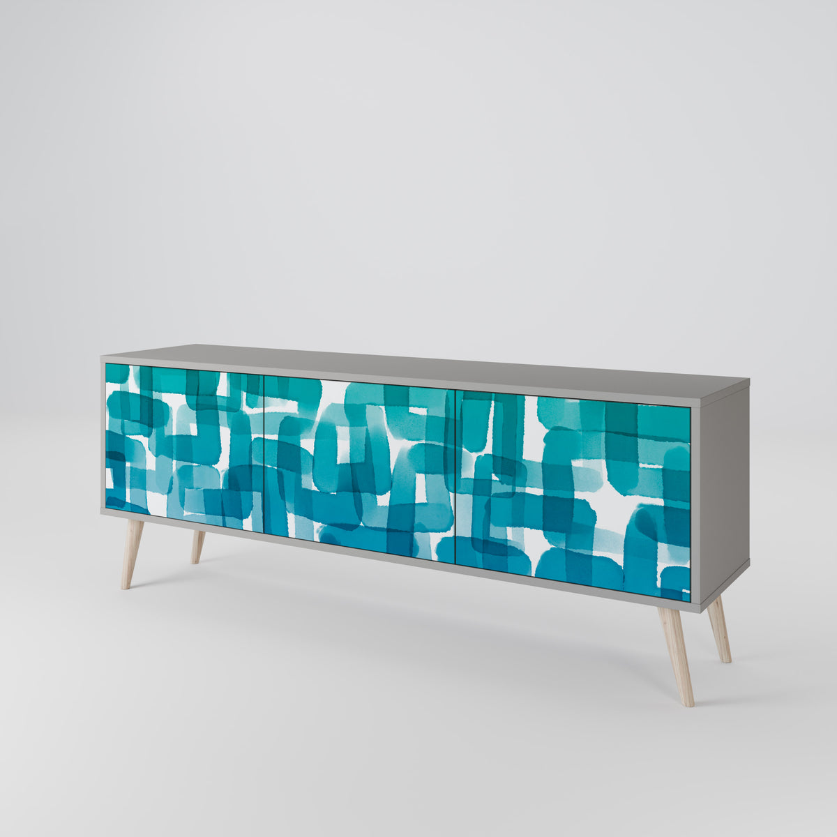 TURQUOISE RECTANGLES Třídveřový TV stolek
