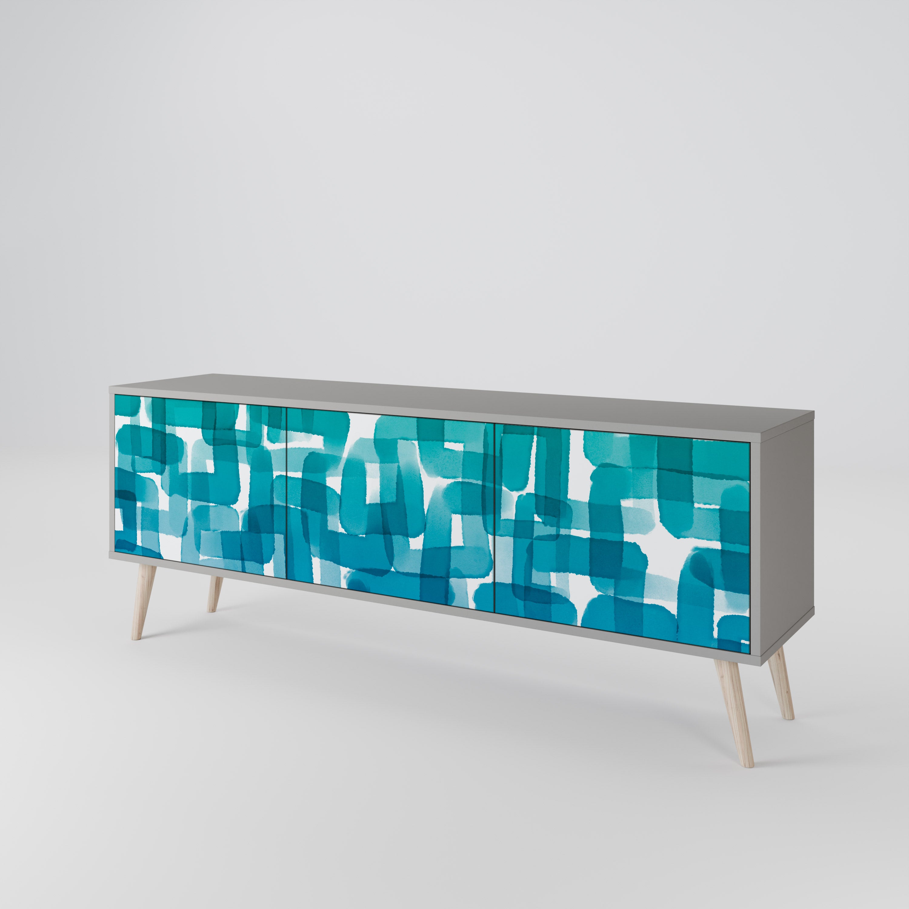 TURQUOISE RECTANGLES Třídveřový TV stolek